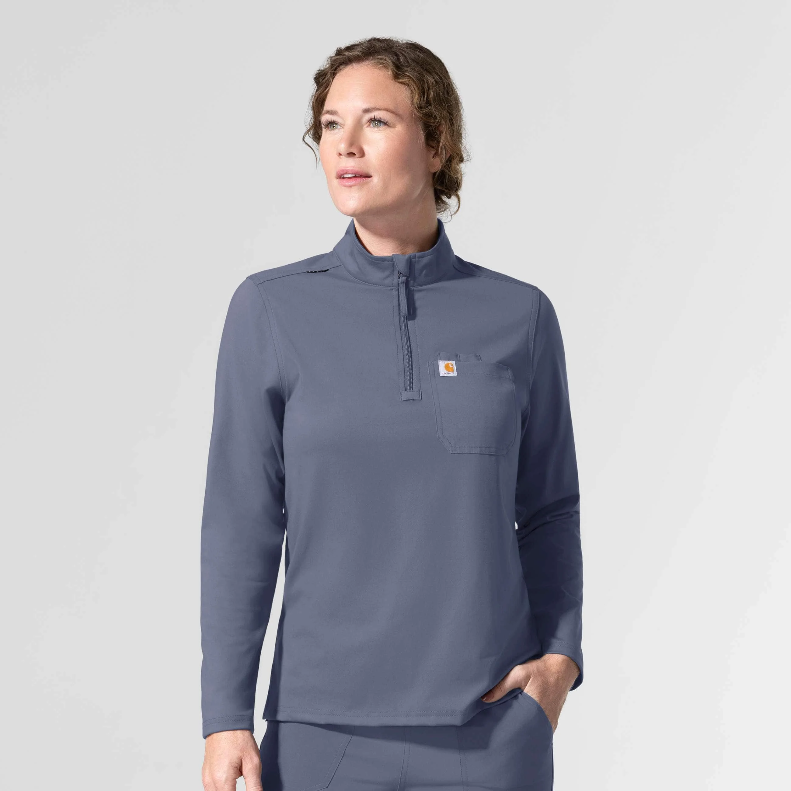 Women's Force Cross-Flex Knit Long Sleeve Quarter Zip Scrub Top - 1