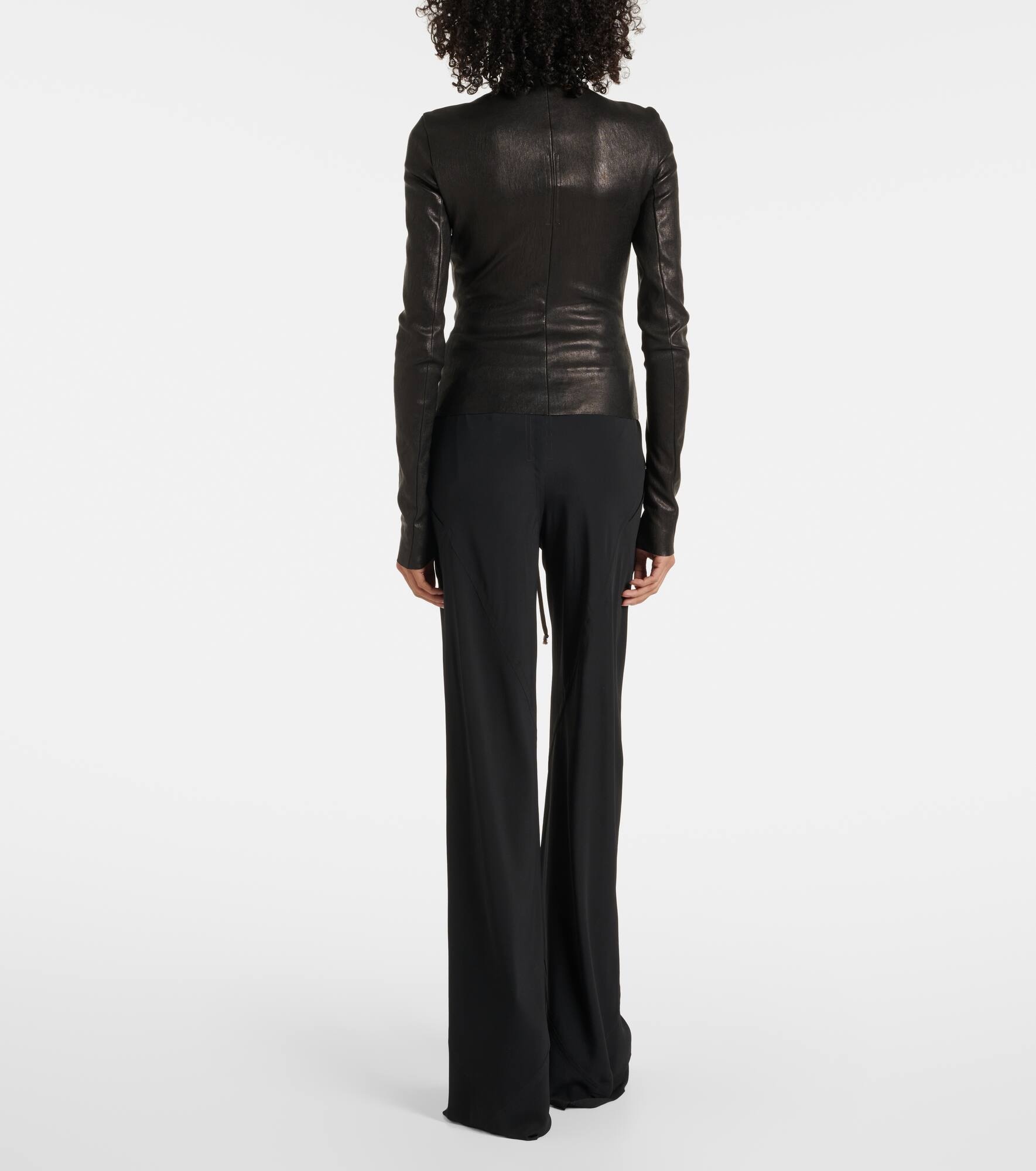 Gary asymmetric leather and cotton jacket - 3