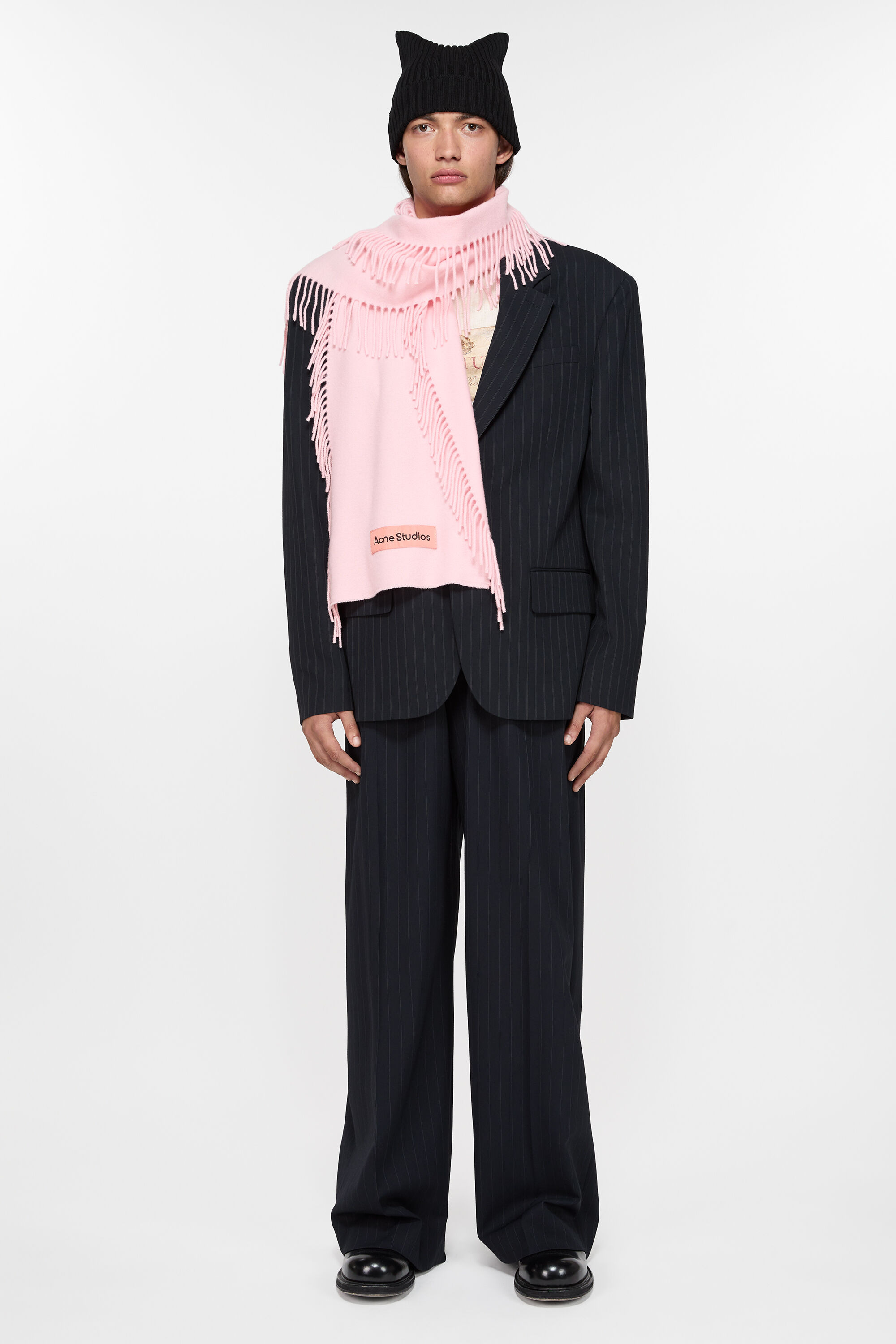 Fringe wool scarf - Pink - 3