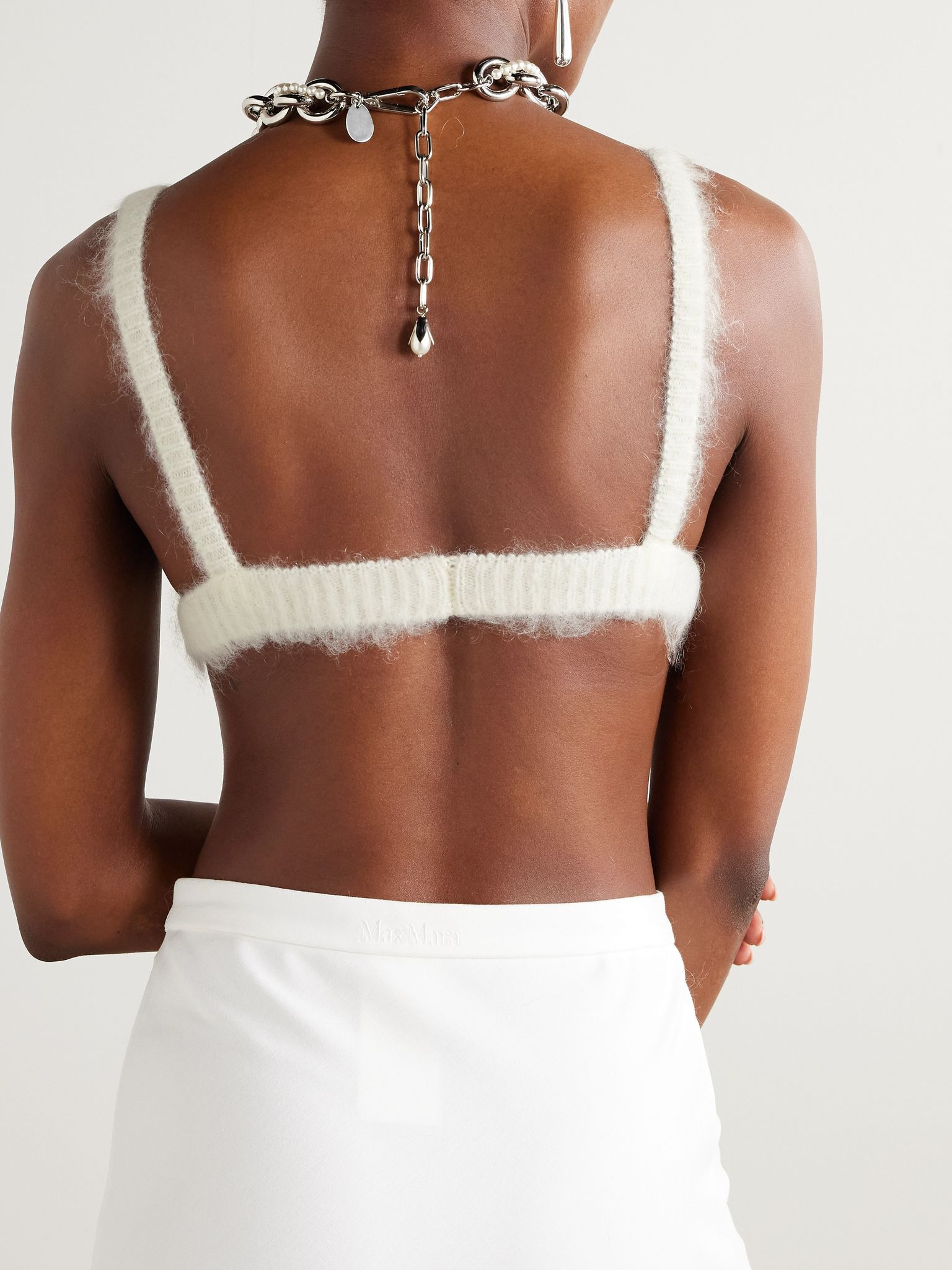 Embroidered mohair-blend bralette White - 4