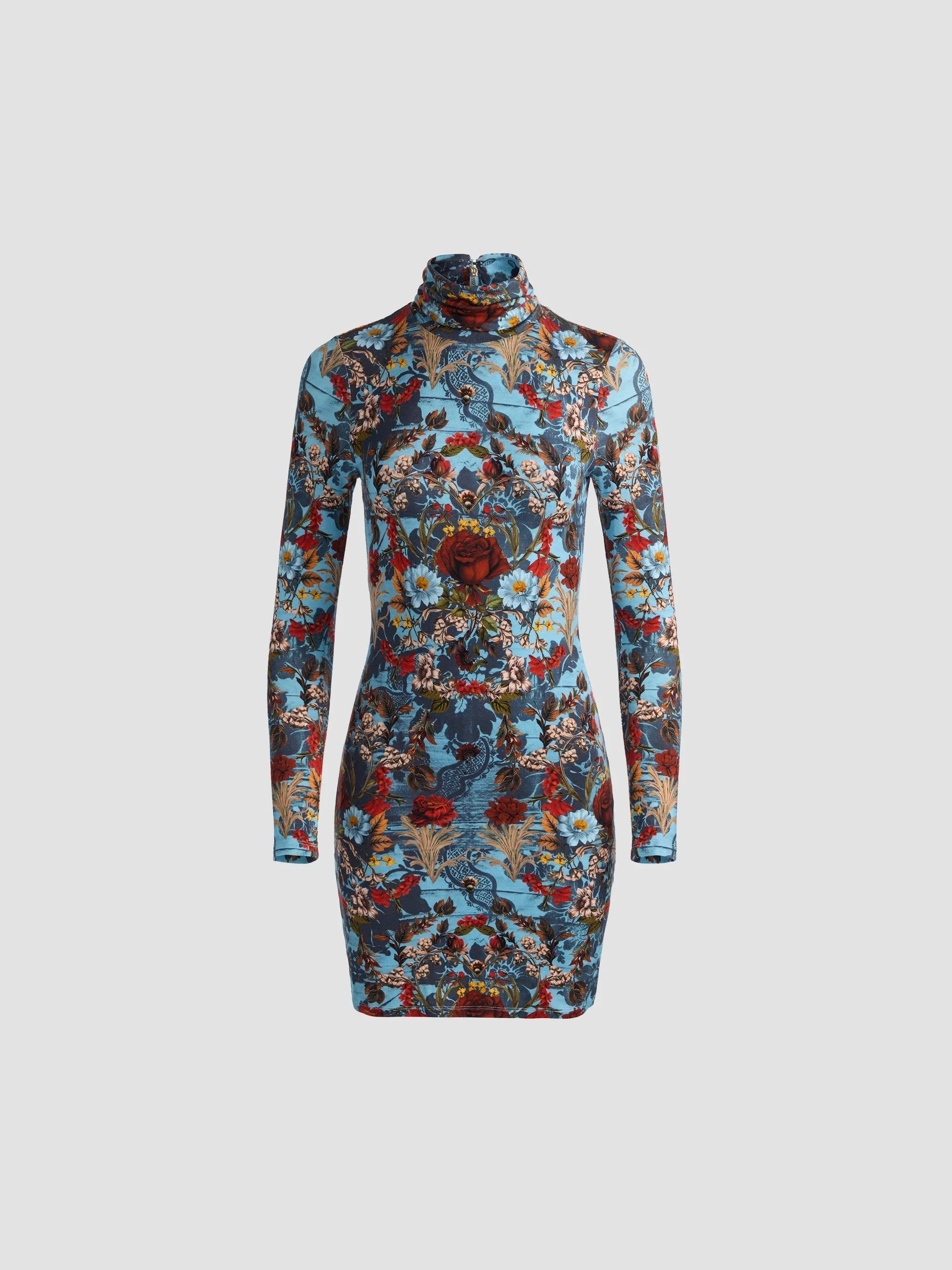 Women's Delora Printed Body-Con Mini Dress - Heartstrings Mineral Blue - 1