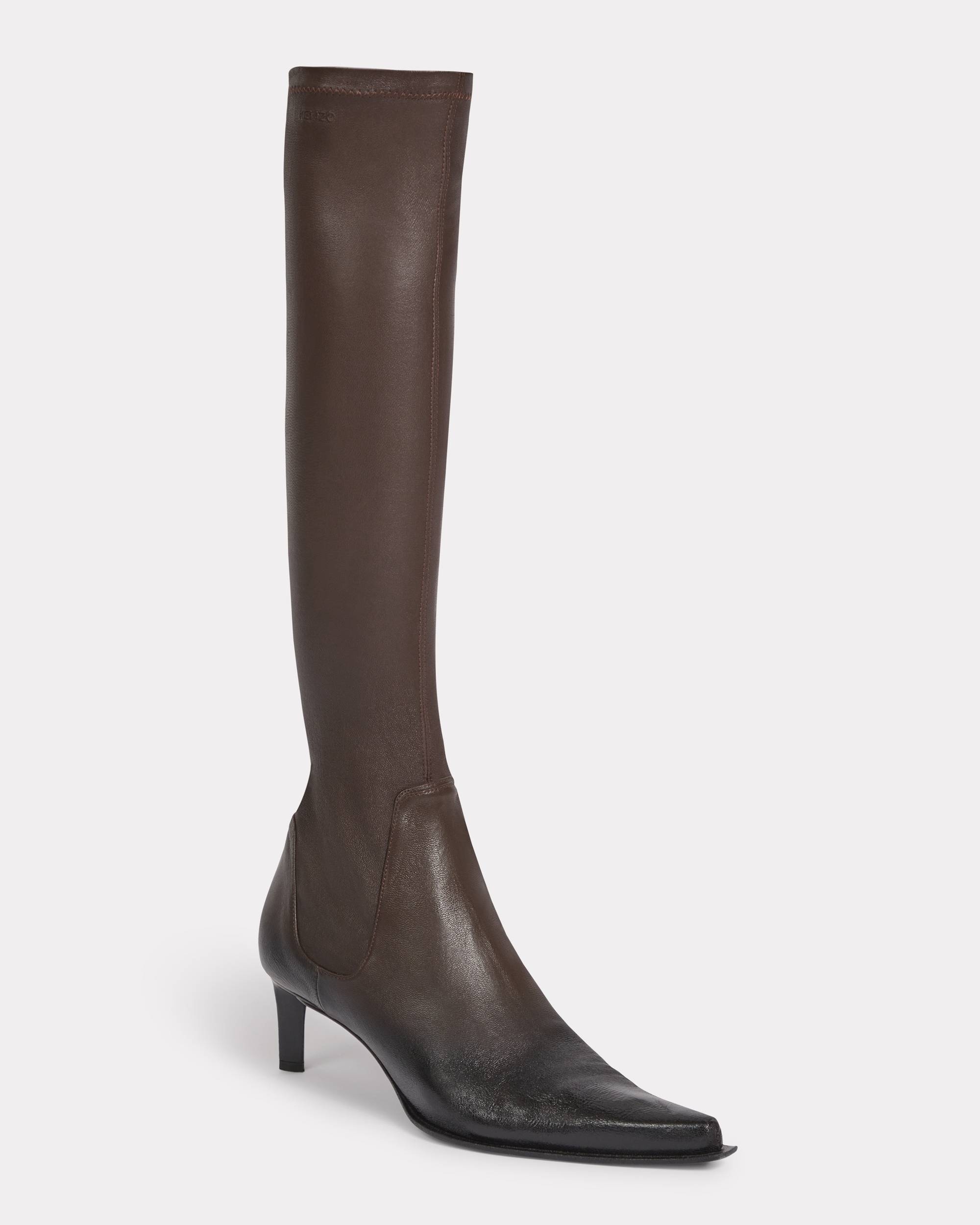 'KENZO Reia' knee-high heeled boots in lambskin leather - 1