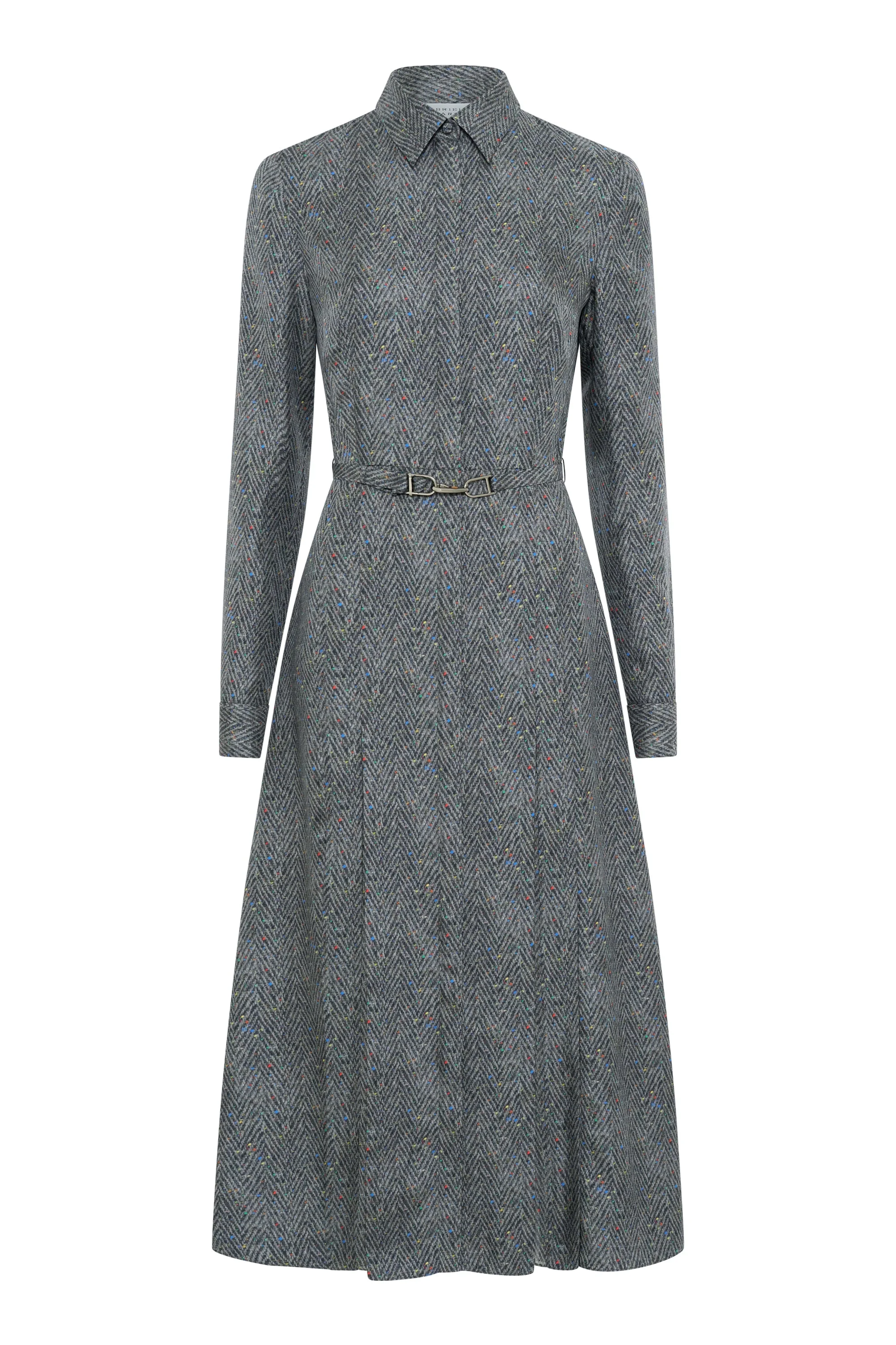 Jane Shirtdress in Charcoal Multi Printed Silk - 1