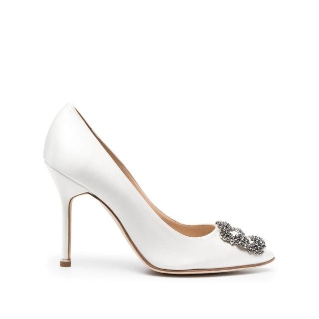 White 105mm Hangisi Pumps - 1