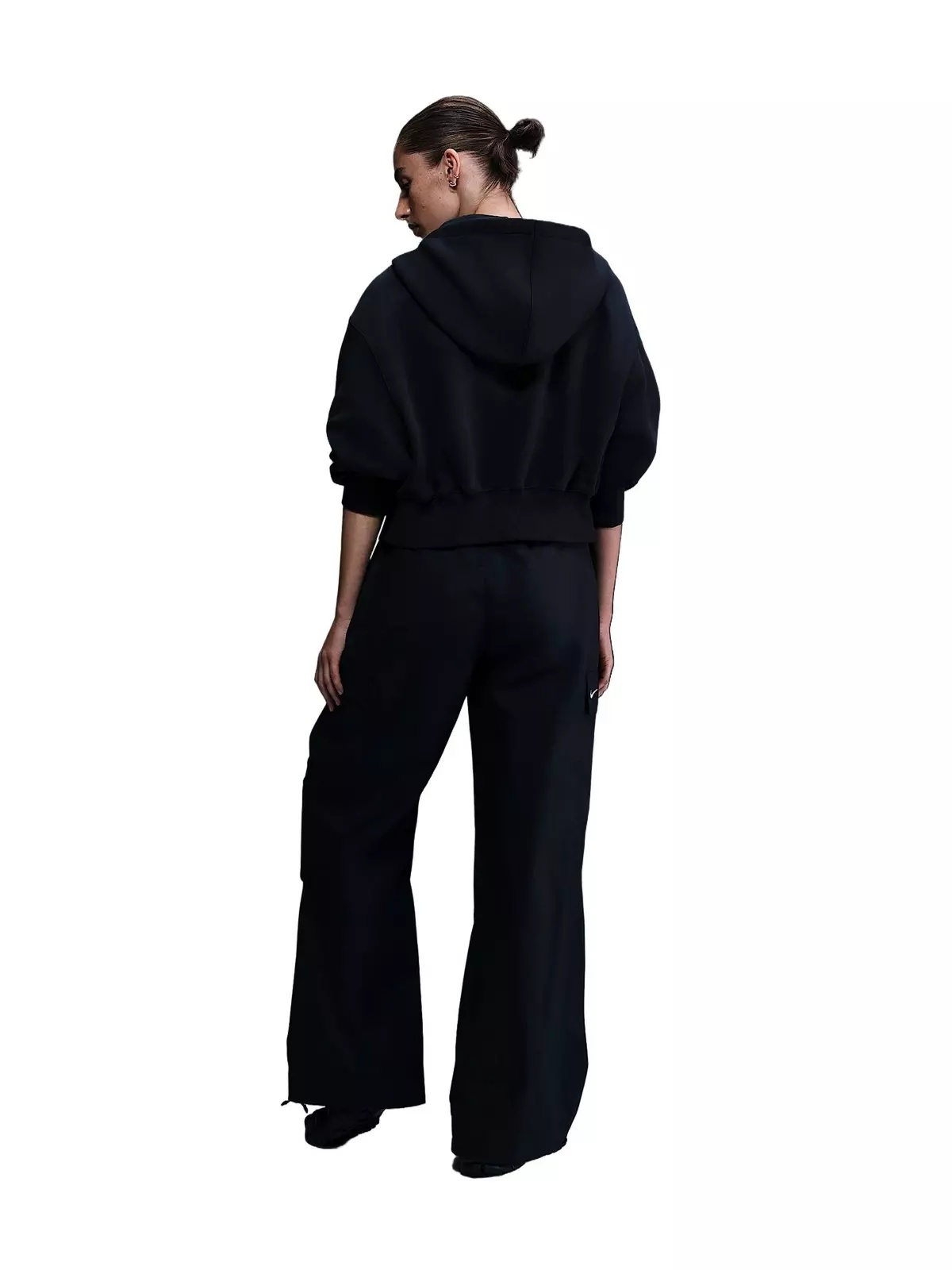 Women's Sportswear Phoenix Fleece Loose Cropped Full-Zip Hooded Jacket - Black - 2
