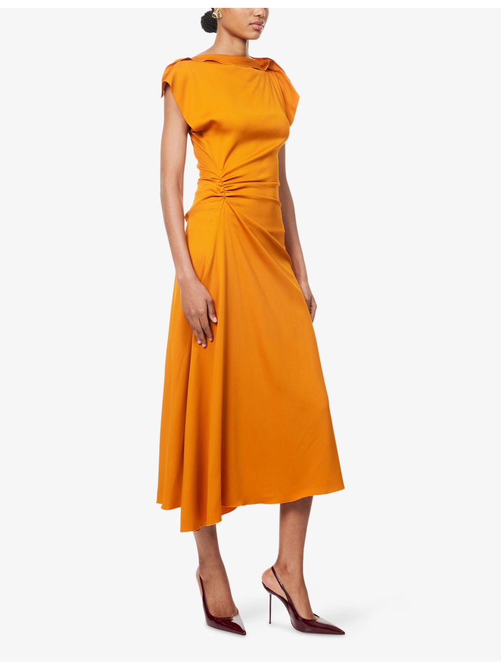 Draped Asymmetric Stretch-Woven Midi Dress - 3