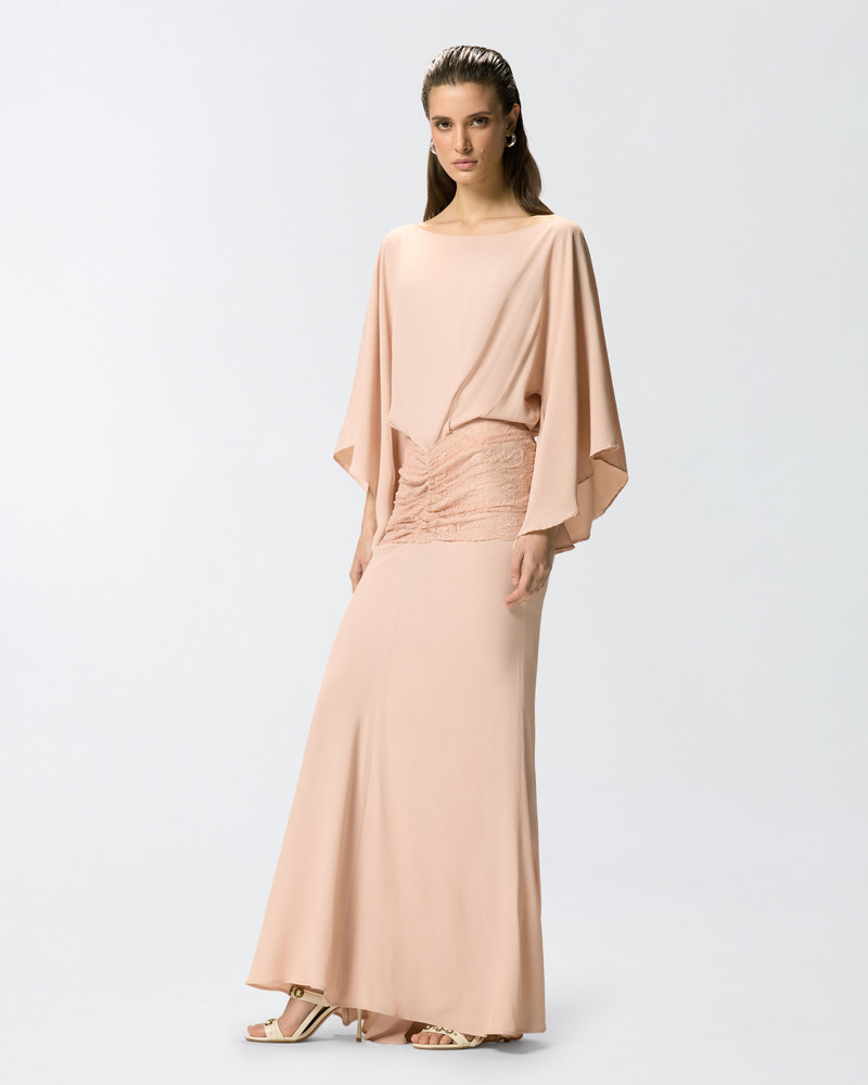 LONG DRESS WITH DRAPING AND LACE 3
