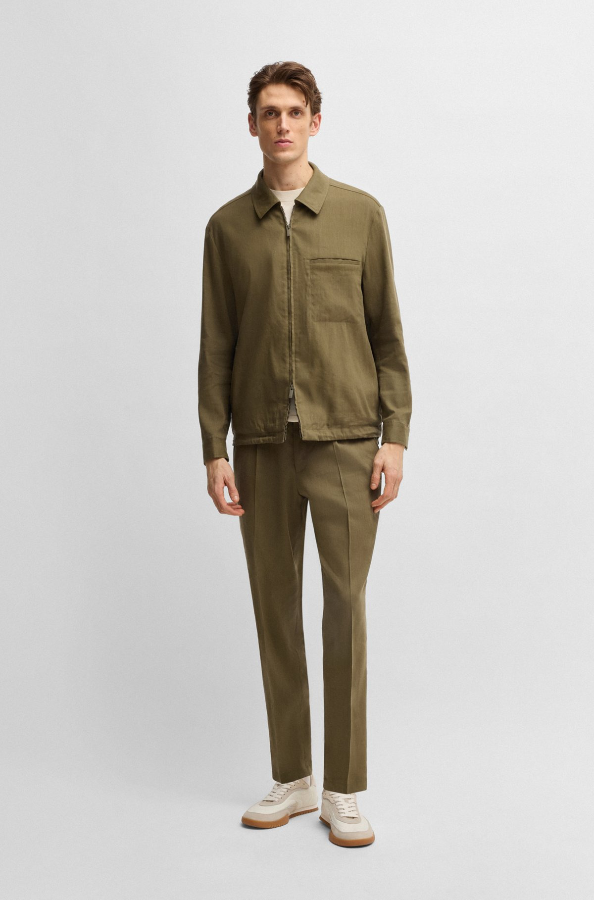 RELAXED-FIT ZIPPED OVERSHIRT IN A LINEN BLEND - 3