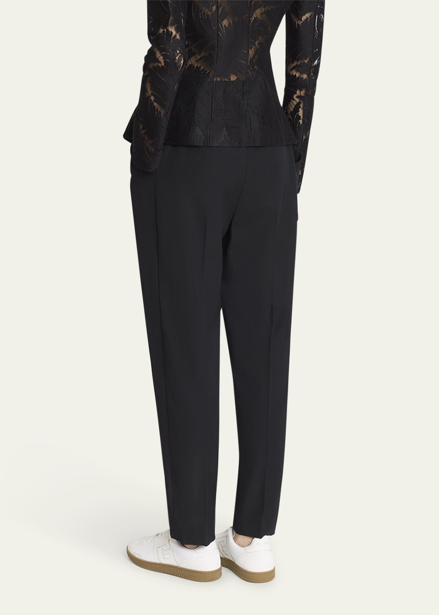 High Waist Pleated Tailored Wool Trousers - 3