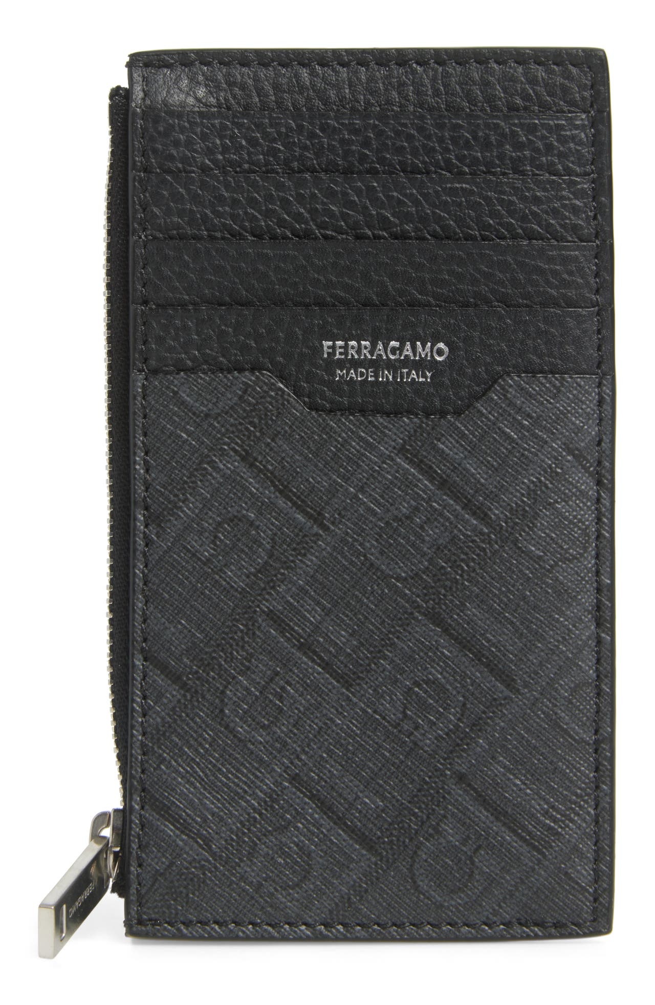 FERRAGAMO FERRAGAMO Monogram Coated Canvas Leather Zip Card