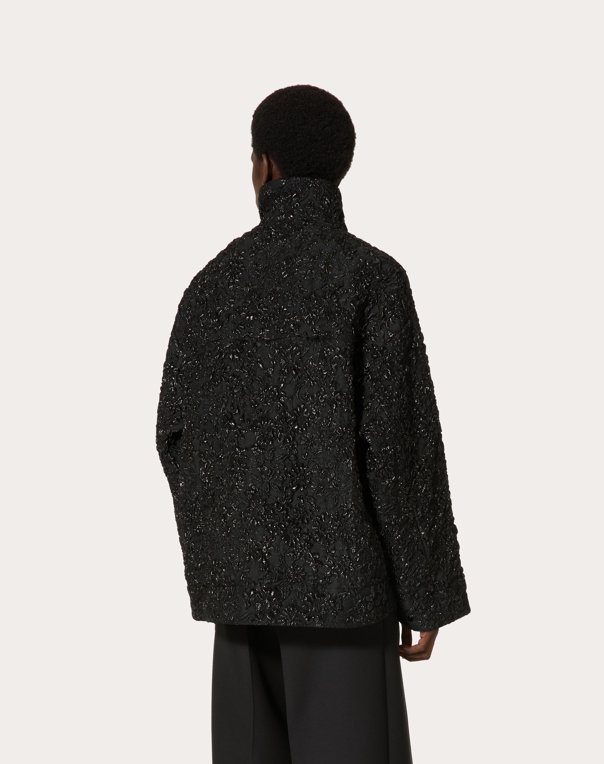 NYLON BROCADE JACKET WITH ALL-OVER FLORAL LUREX JACQUARD - 4