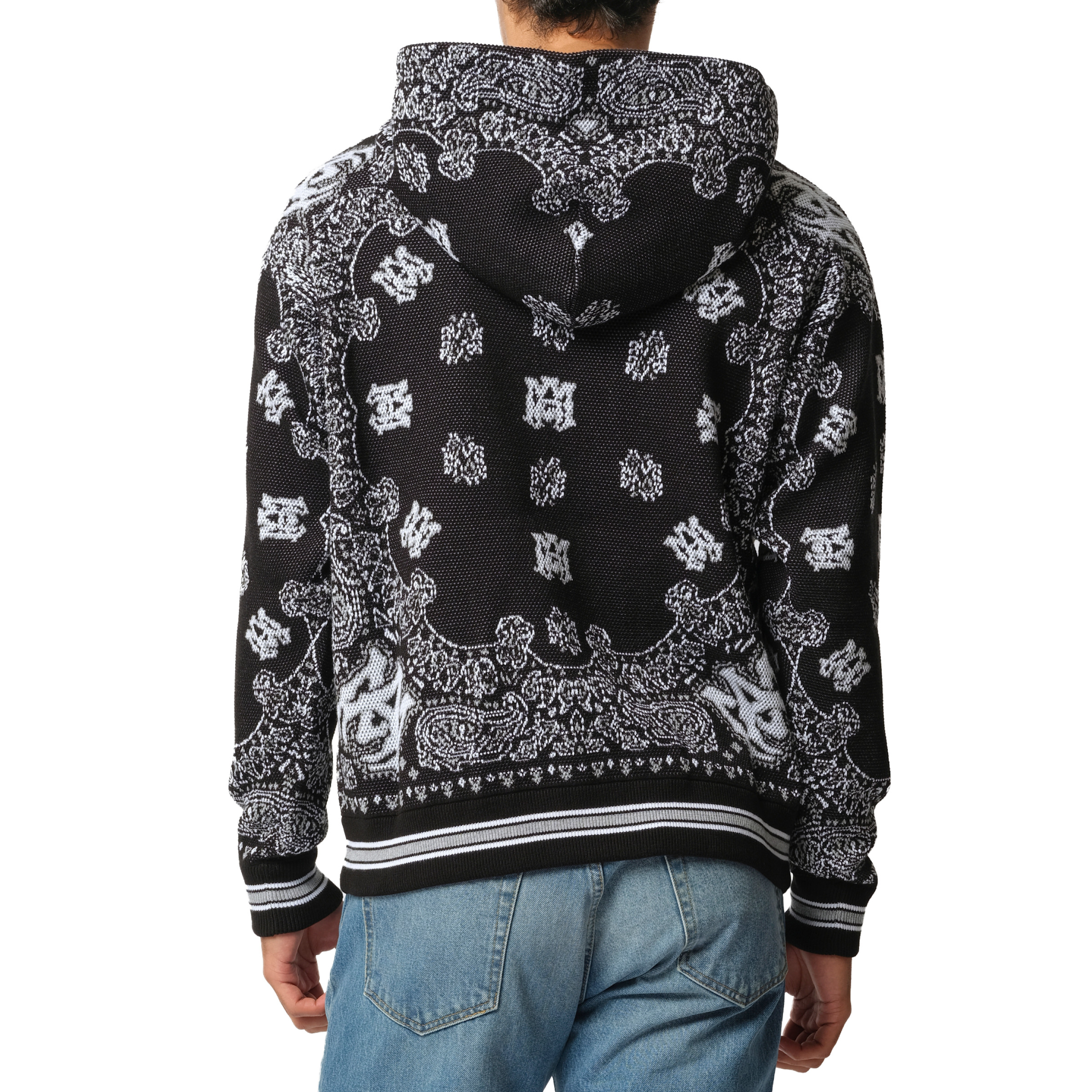 Bandana Hoodie in Black/White - 6
