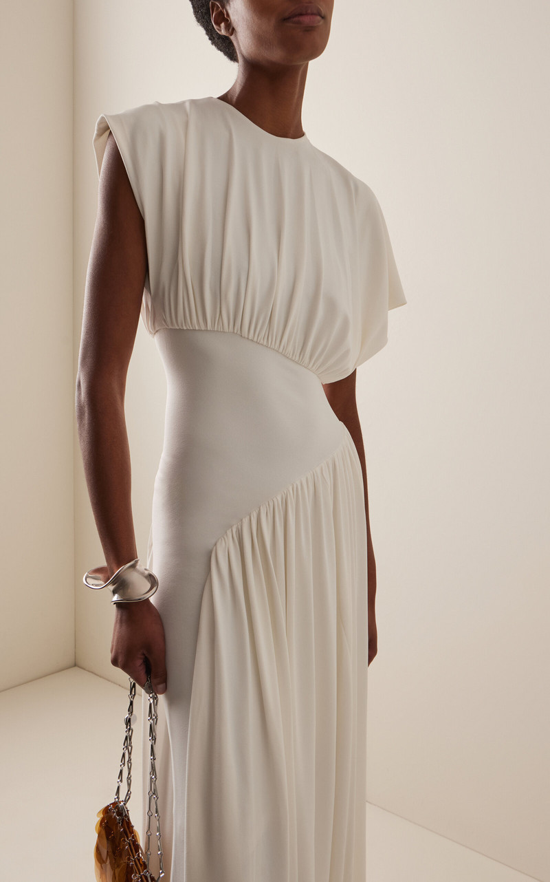rabanne Gathered Jersey Maxi Dress ivory outlook