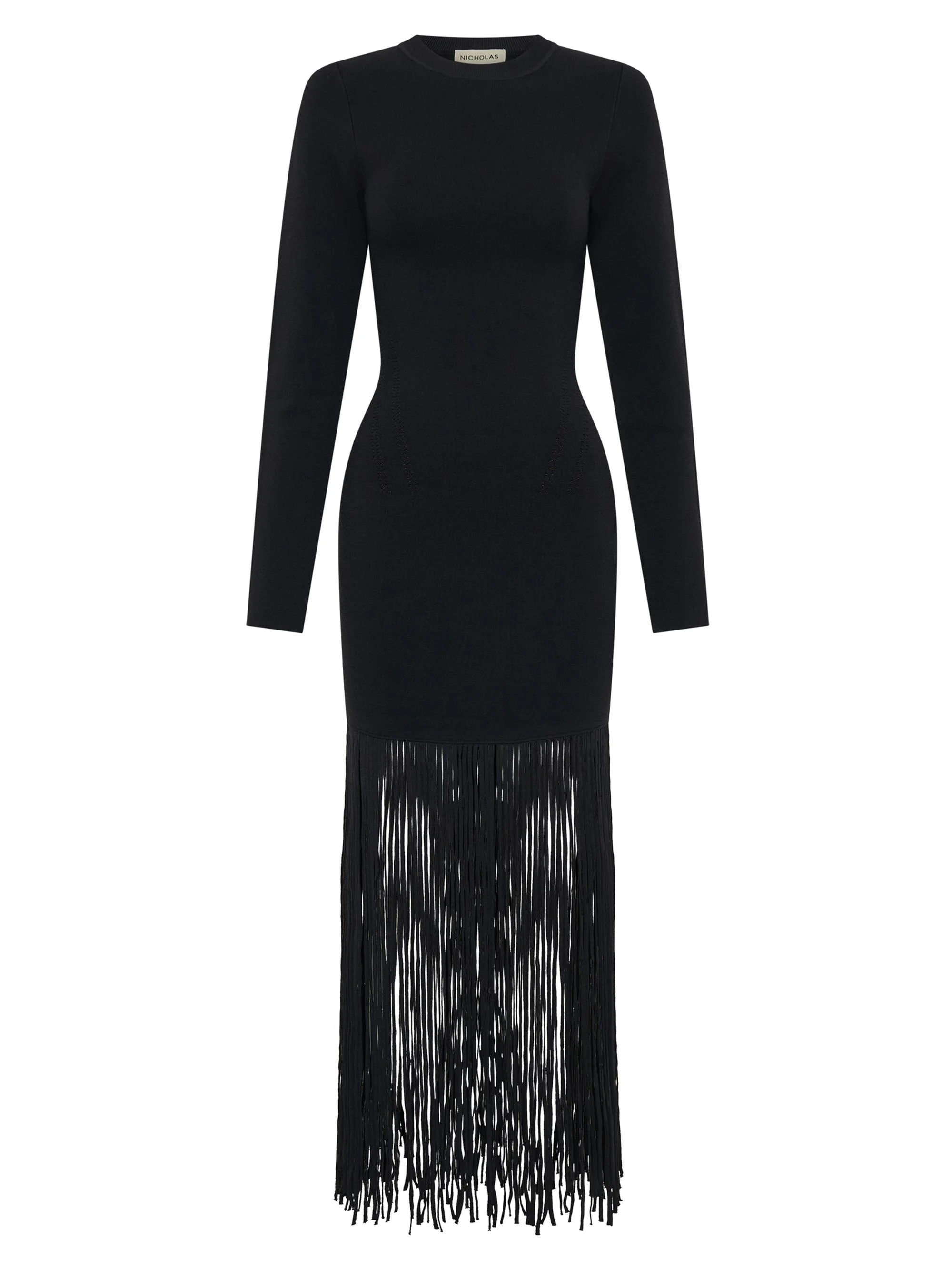 Women's Fiorella Fringe-Trimmed Bodycon Dress - Black - 1