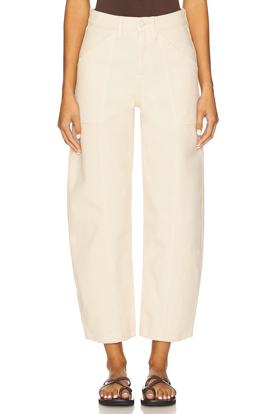 Canvas Cropped Barrel Pants - 1