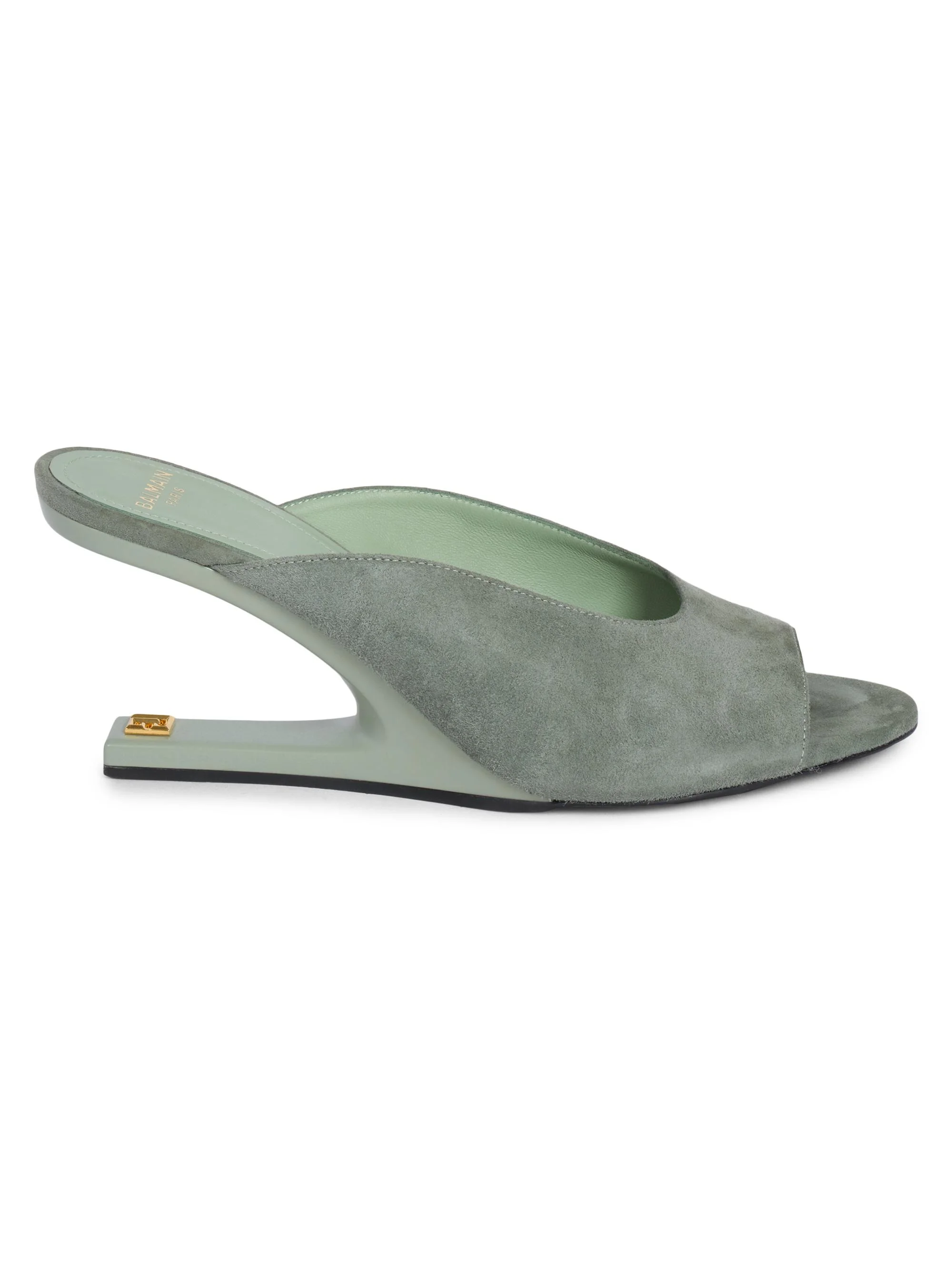 Women's 75MM Suede Mules - Faded Green - 1
