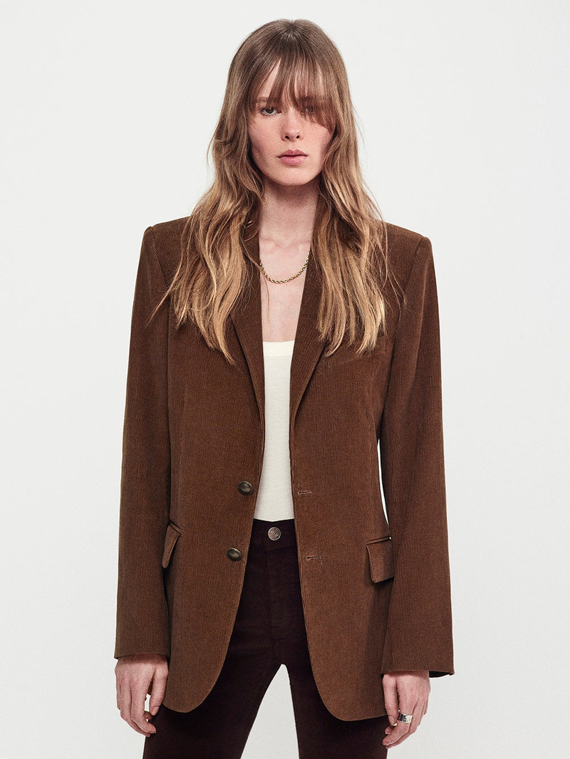 FRAME Everyday Cord Blazer in Tobacco outlook