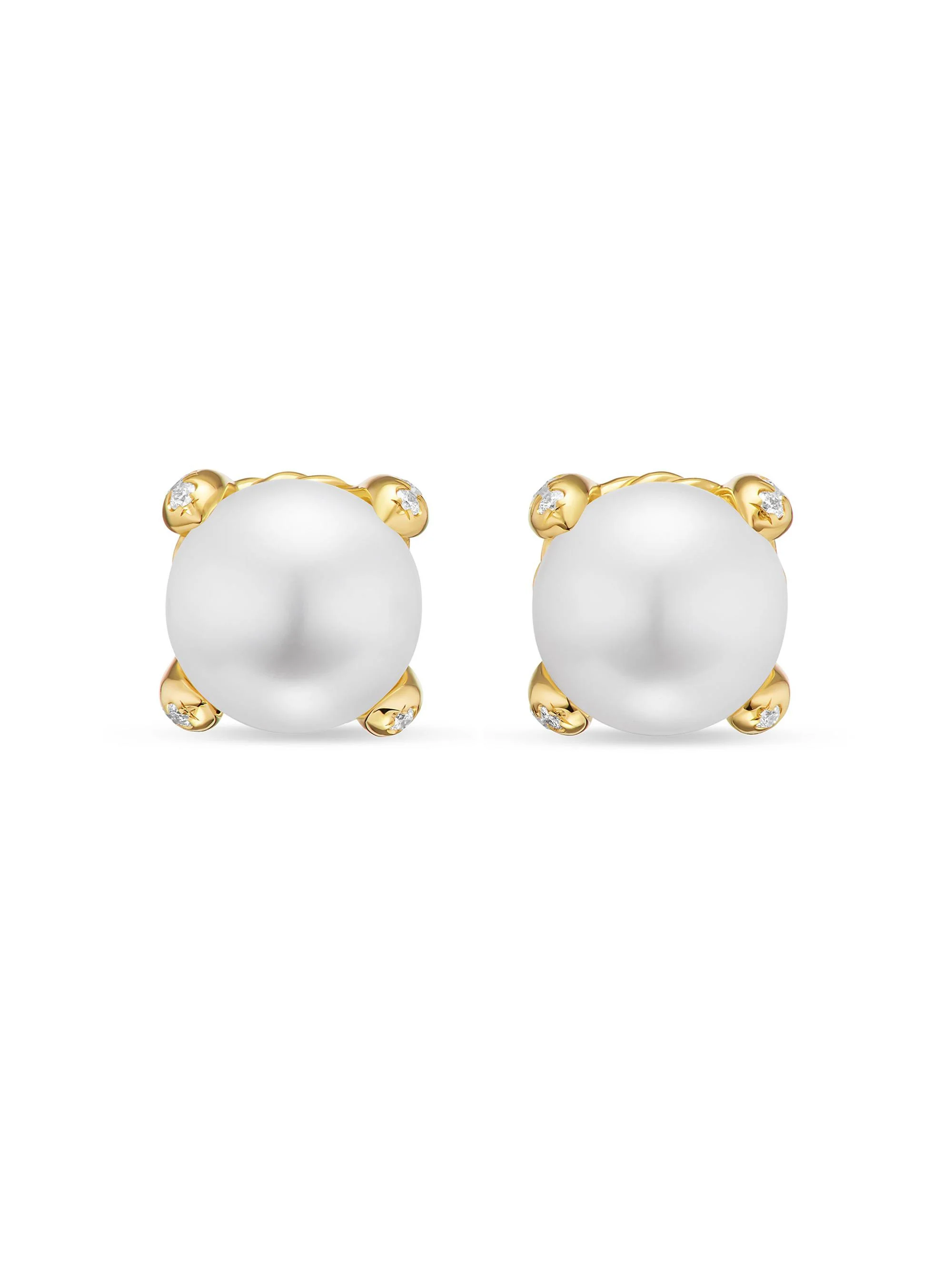 Women's Pearl Classics Stud Earrings in 18K Yellow Gold and Diamonds, 6.5MM - Pearl - 1