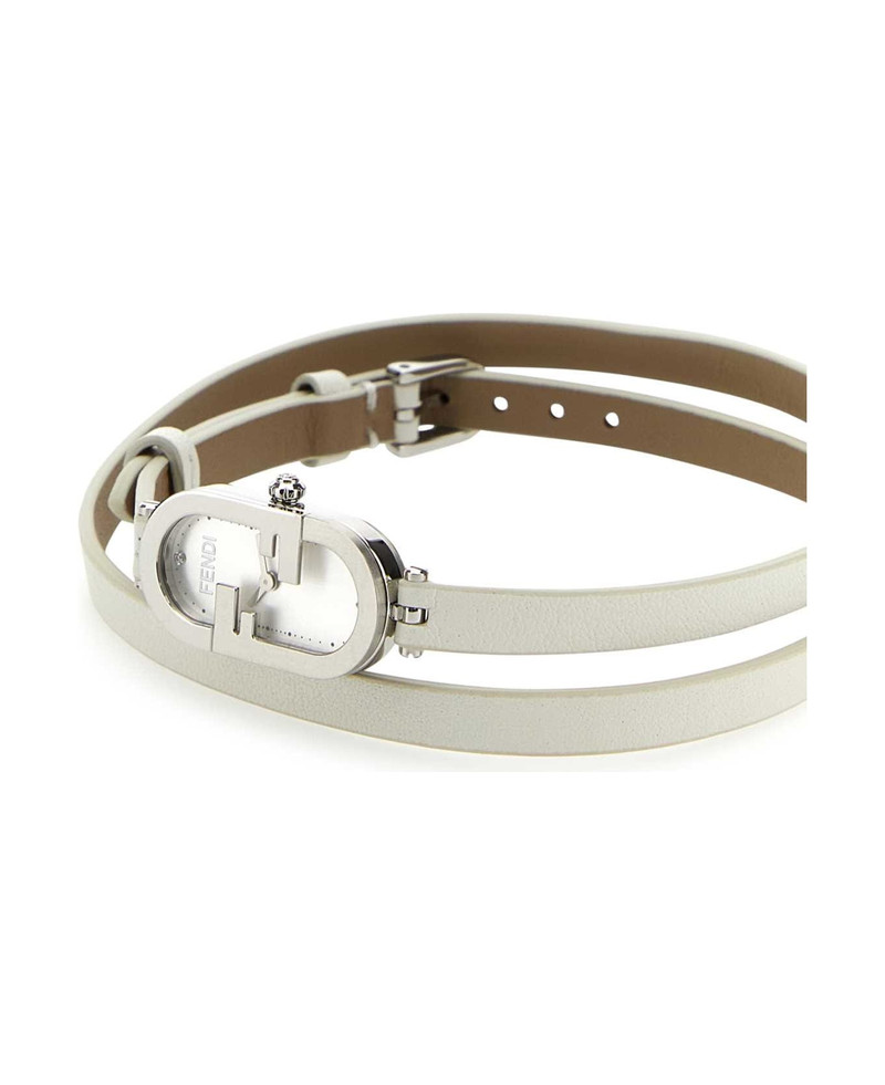 FENDI White Leather O Lock Vertical Watch outlook