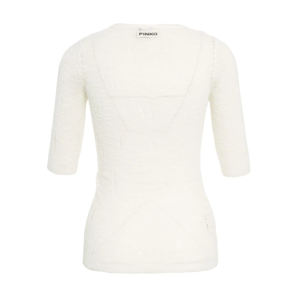 WHITE CREW NECK T-SHIRT WITH UNIQUE DETAILS - 2