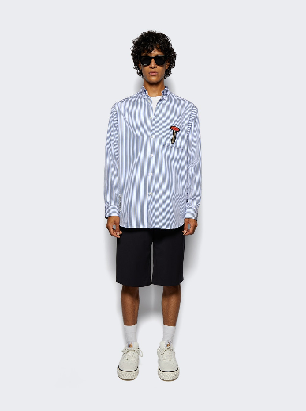 Printed Regular Fit Poplin Shirt Blue And White - 2