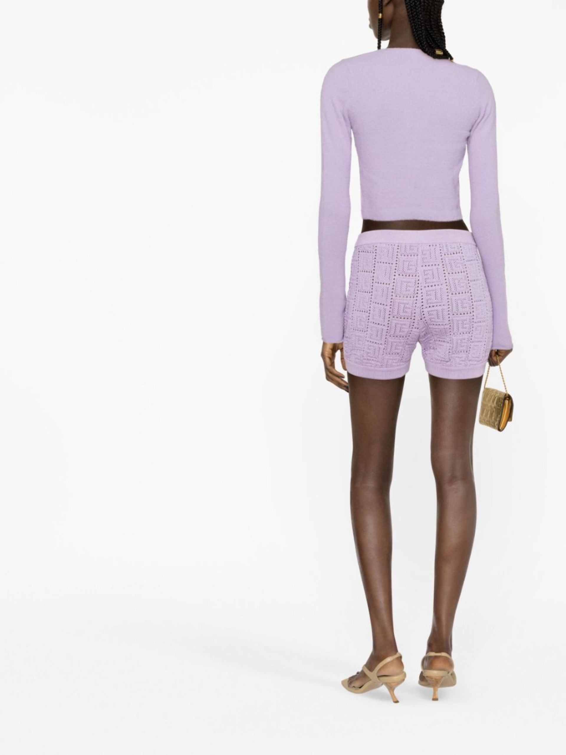 monogram mesh knitted shorts - 5