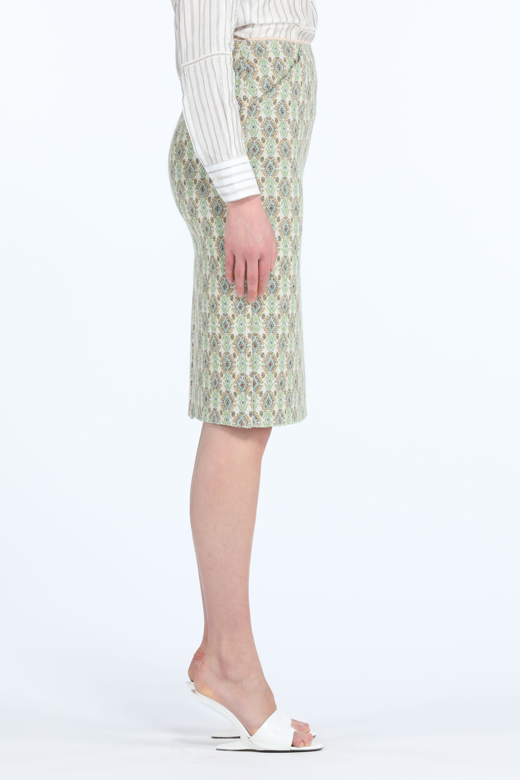 GEOMETRIC-JACQUARD TAILORED PENCIL SKIRT - 3