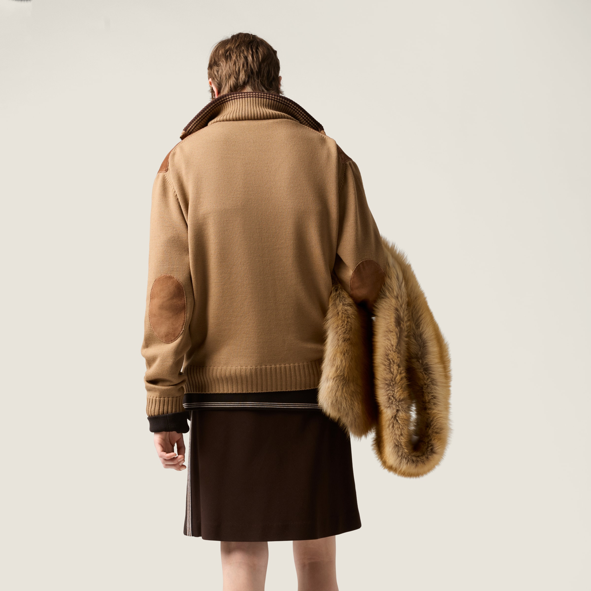 Wool and leather zipper cardigan - 3
