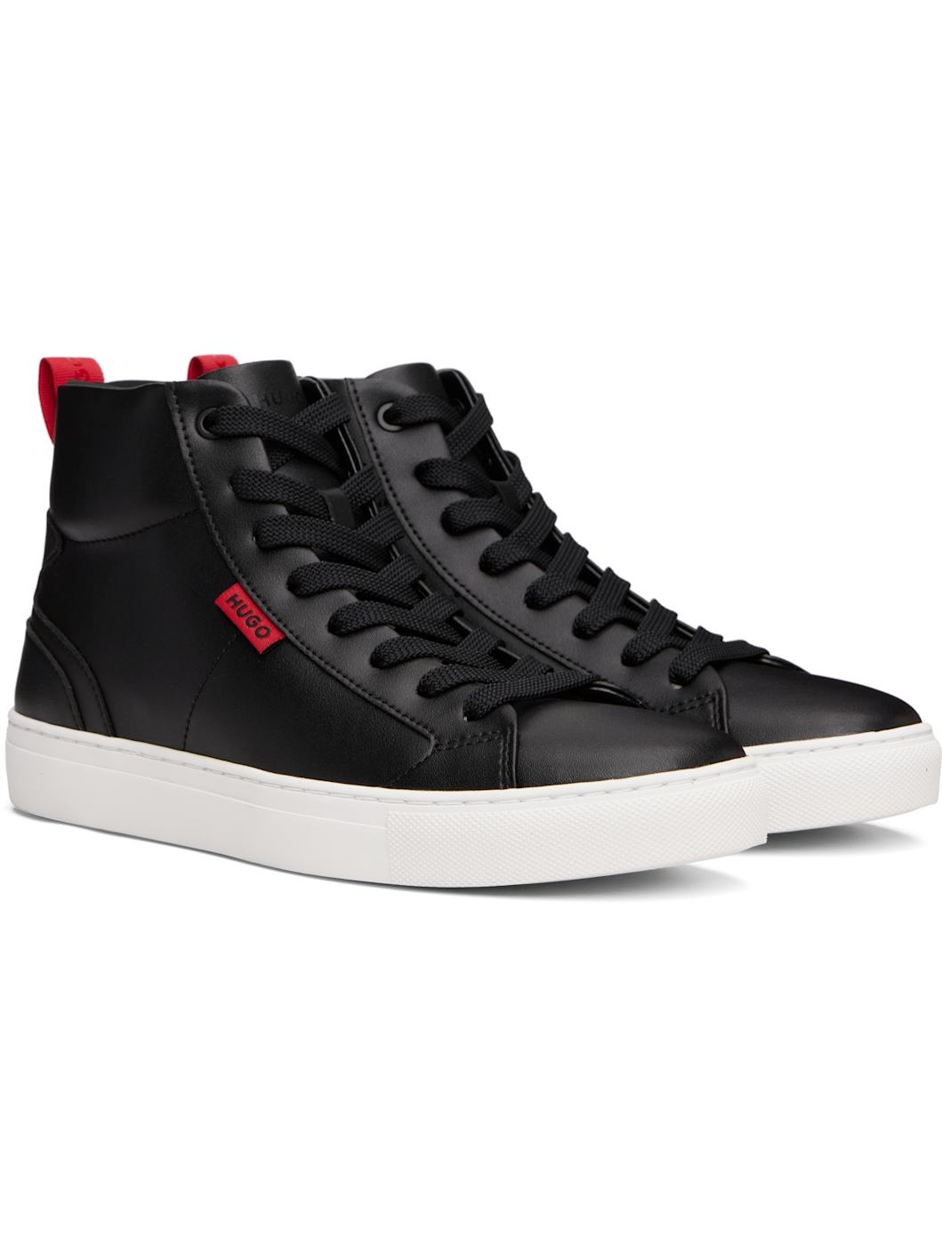 Black Faux-Leather High-Top Sneakers - 4