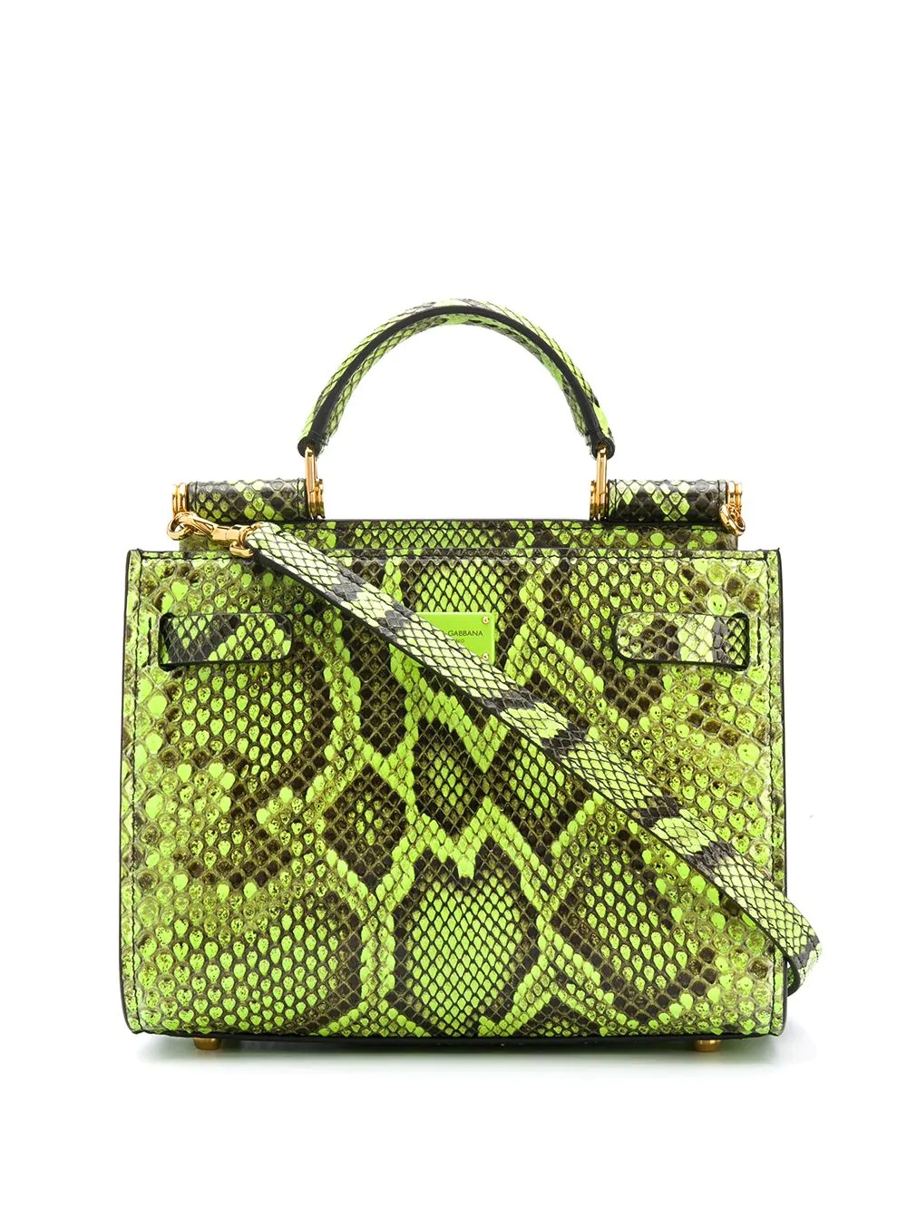 snake-print leather handbag - 1