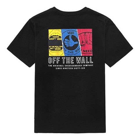 Vans Alphabet Printing Short Sleeve Couple Style Black VN0A4RBABLK - 2