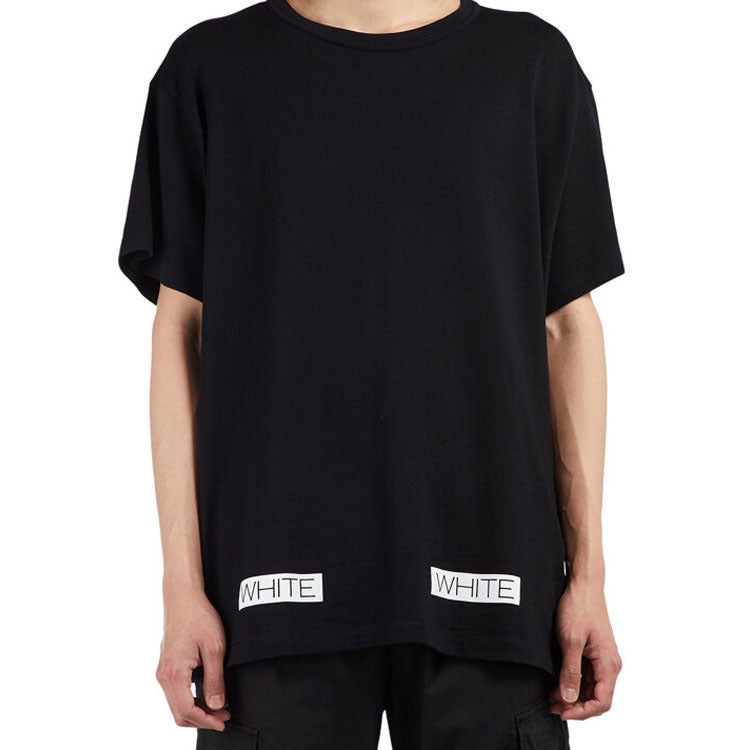 Off-White SS21 Cotton Stripe Printing Pattern Round Neck Short Sleeve Black OMAA002G20JER0091034 - 6