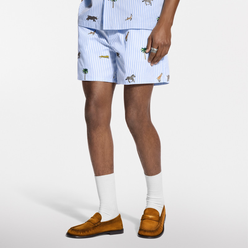 LV x The Darjeeling Limited Embroidered Striped Shorts 2