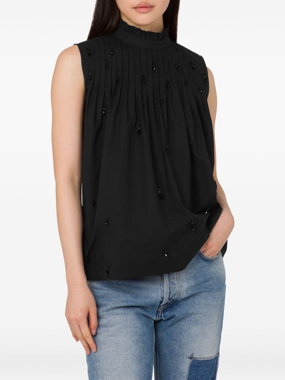 embroidered poplin top - 3