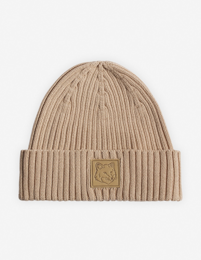 BOLD FOX HEAD LEATHER PATCH BEANIE 1