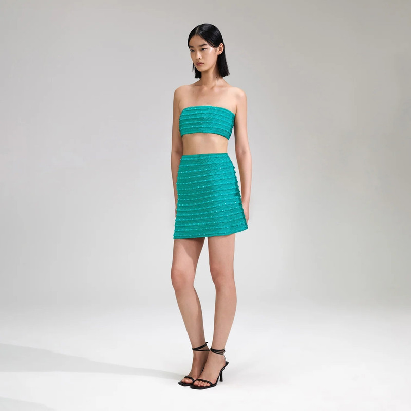 Green Beaded Knit Bandeau Top 2