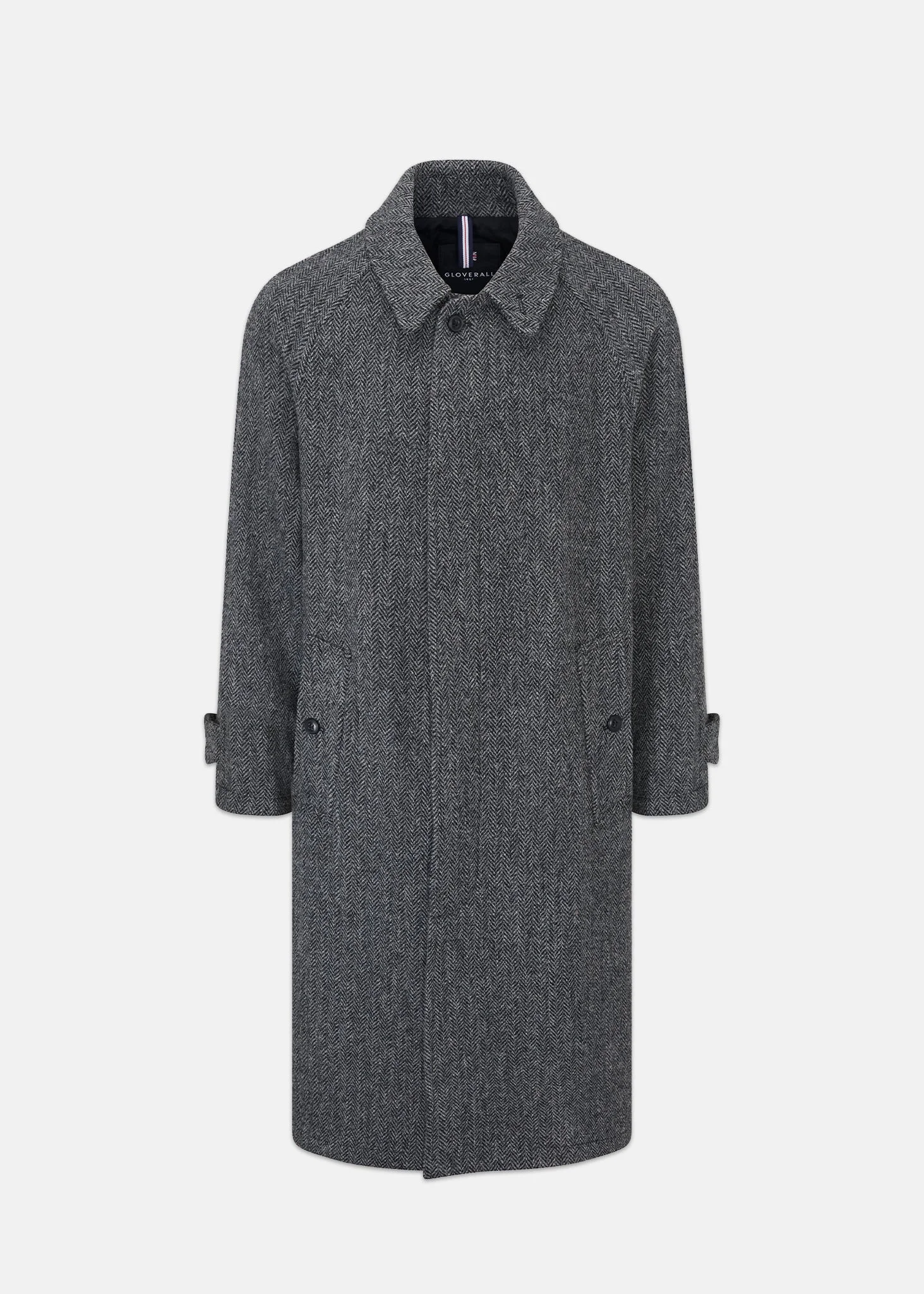 Men's Hynes Harris Tweed Coat Charcoal Herringbone - 1
