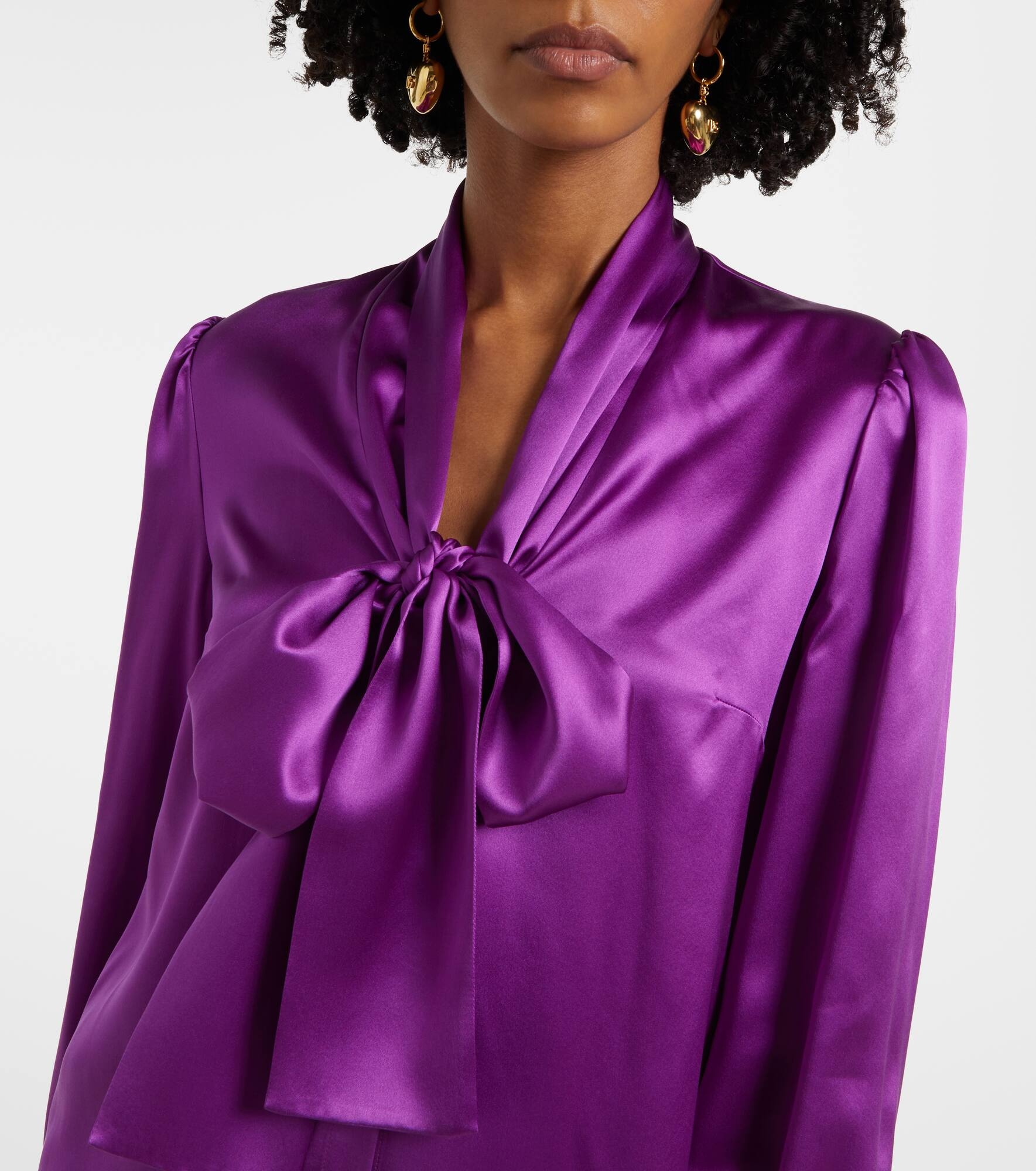 Tie-neck silk satin blouse - 4