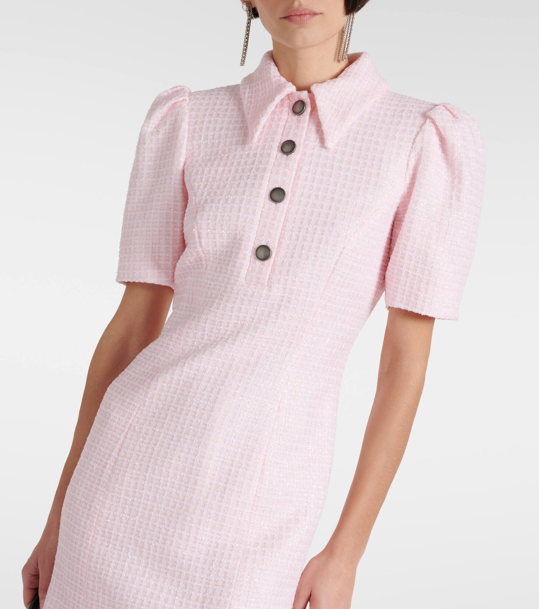 Sequined collared tweed minidress - 5