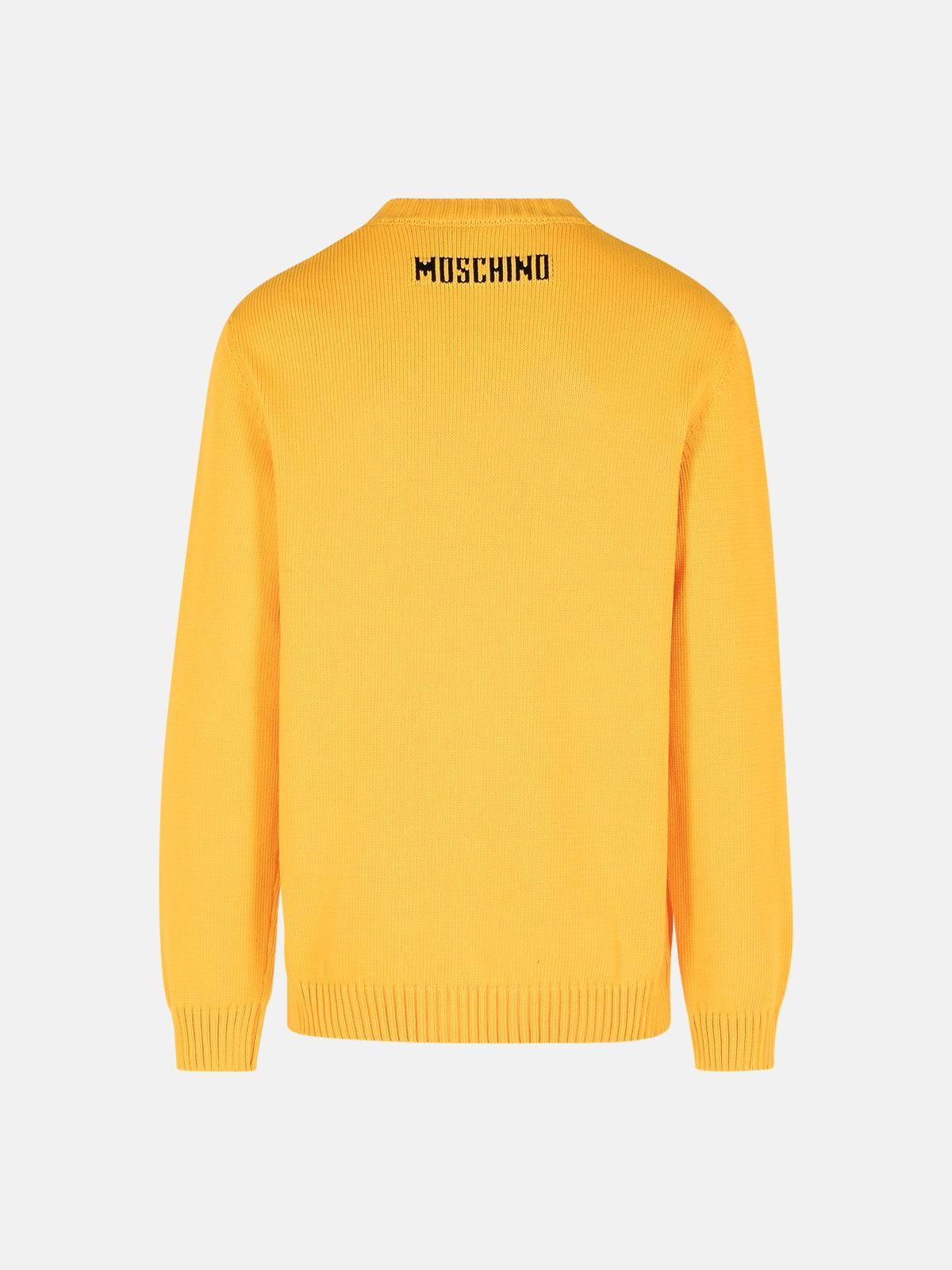 'SMILE' YELLOW COTTON BLEND SWEATER - 3