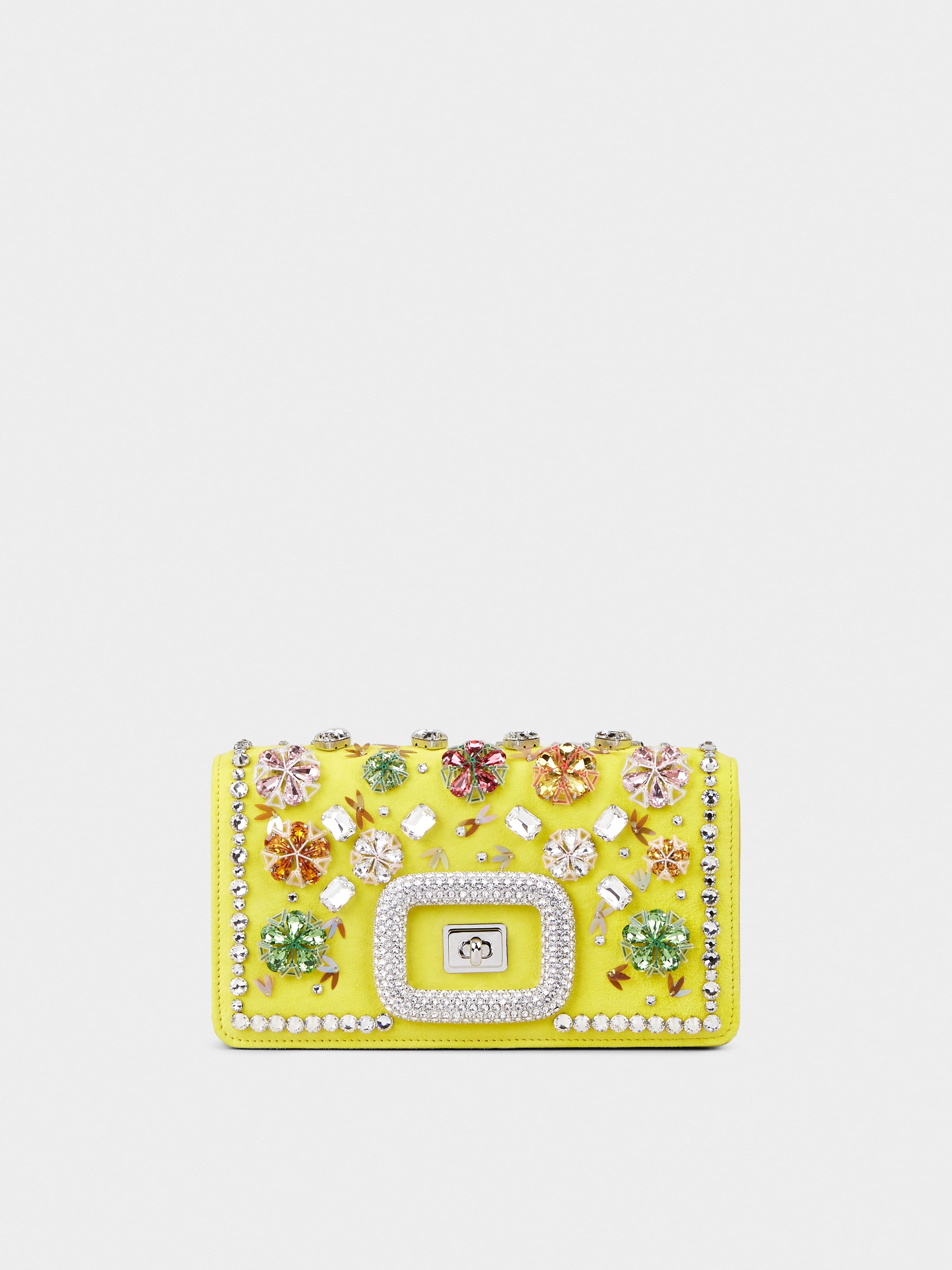 Viv' Choc Strass Flower Net Mini Bag in Suede - 1