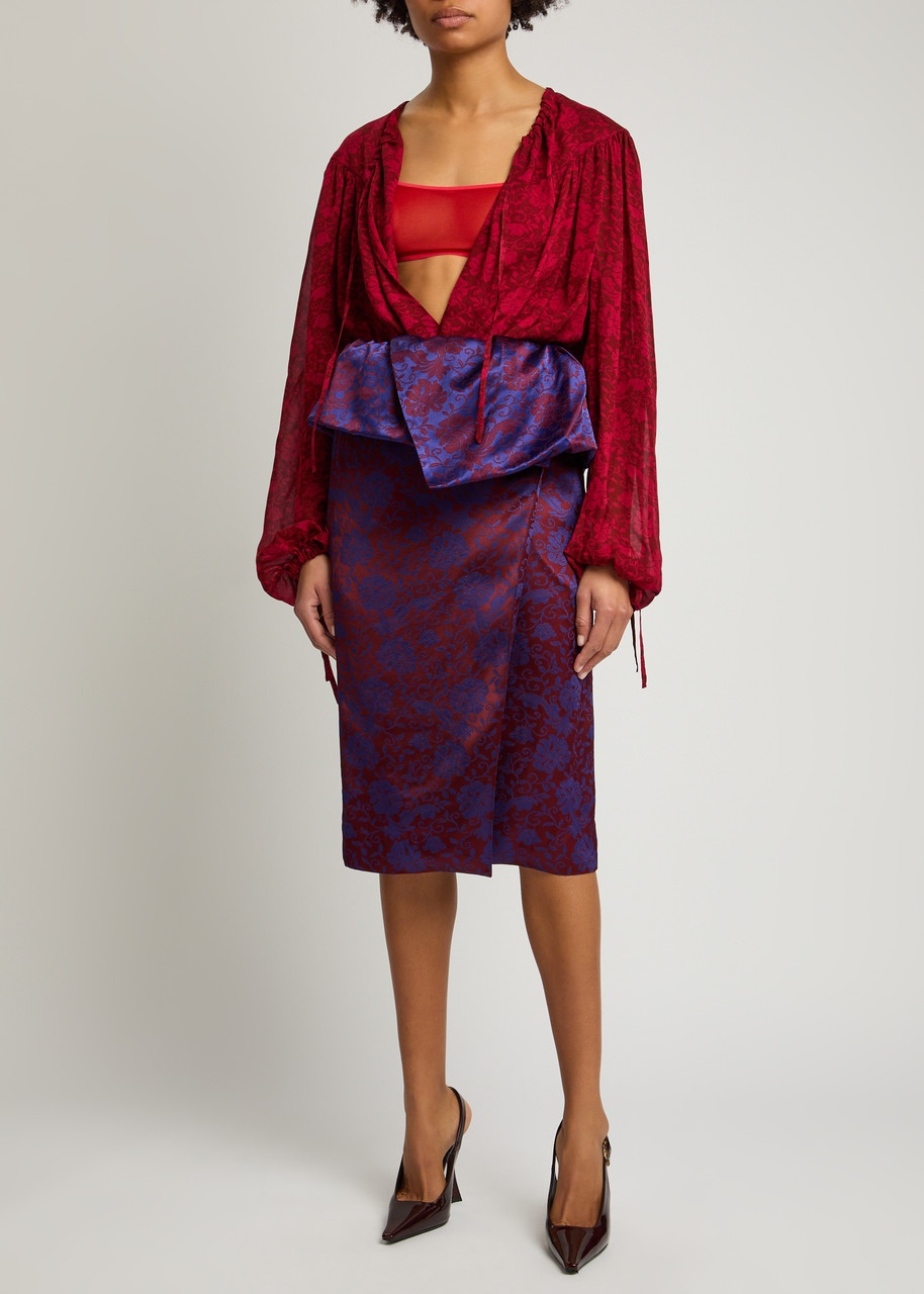 Dries Van Noten Santi Floral-jacquard Satin Midi Wrap Skirt - 4