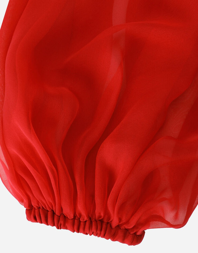 Long silk chiffon dress with bow detail 9