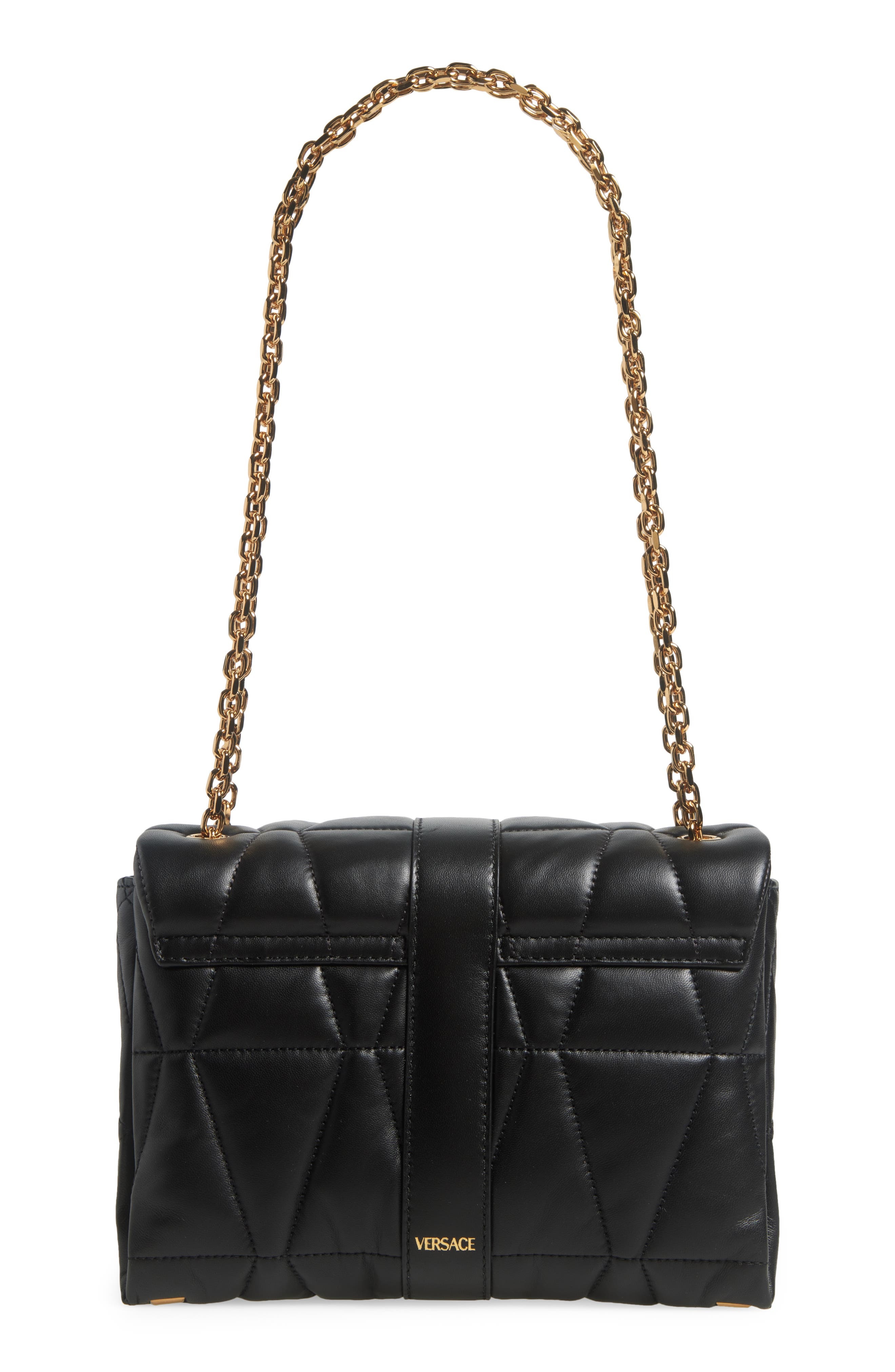 Versace Medusa 95 Soft Quilted Leather Shoulder Bag in Black Versace Gold at Nordstrom - 4