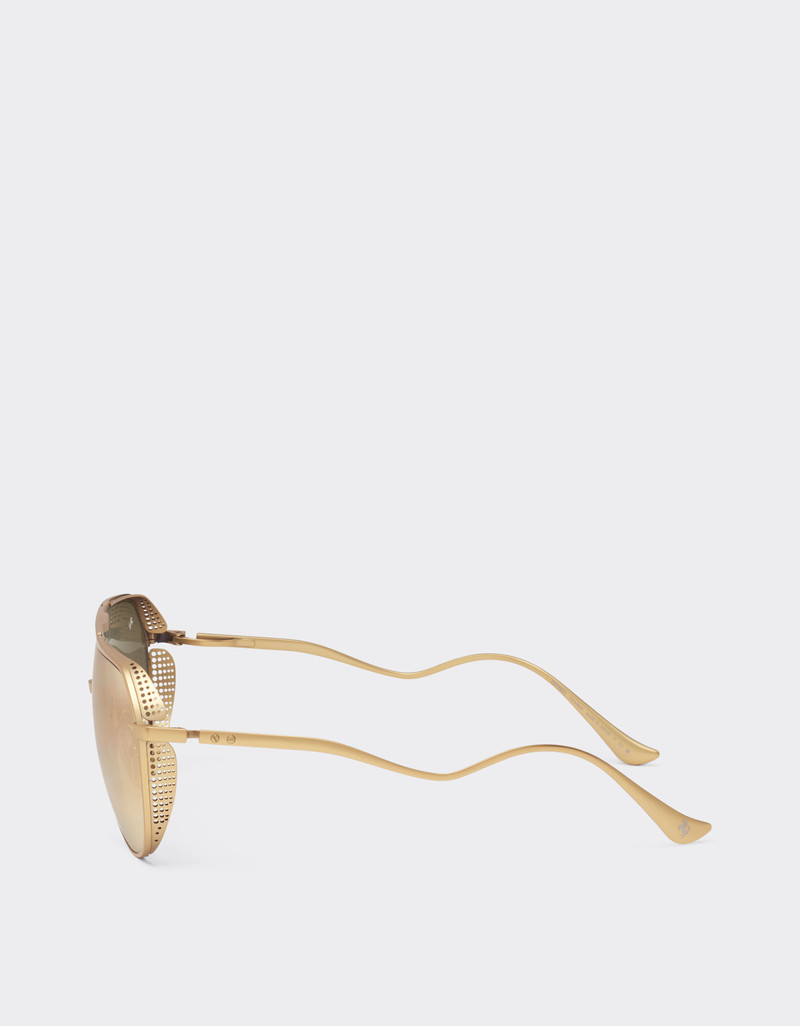 Ferrari sunglasses in matt gold-tone titanium with gold mirror yellow lenses 4