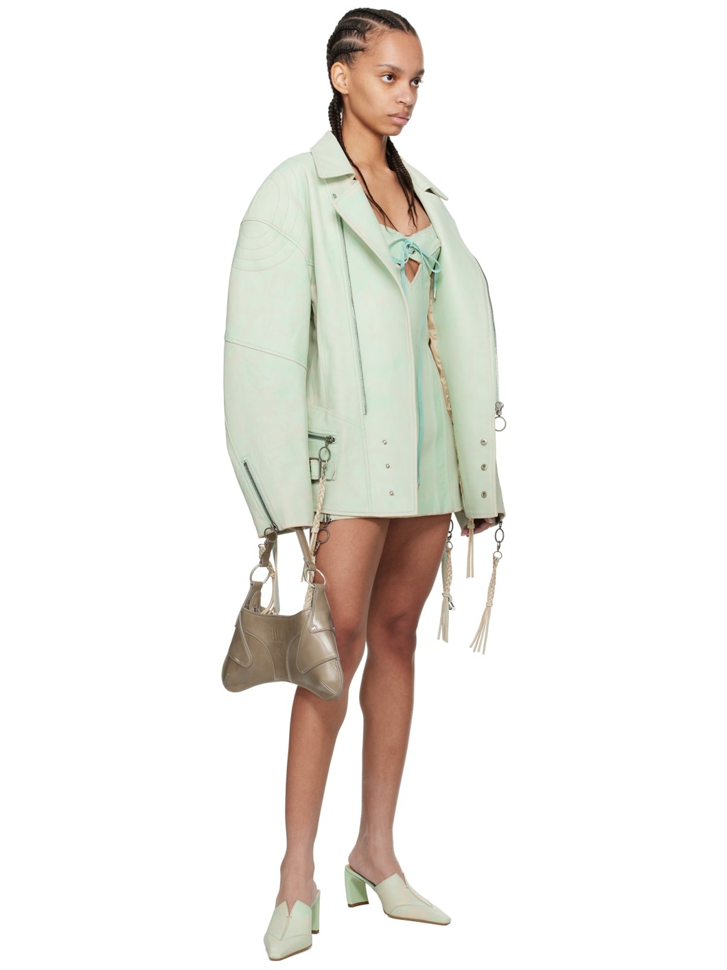 SSENSE Exclusive Green Nihil Leather Jacket - 4