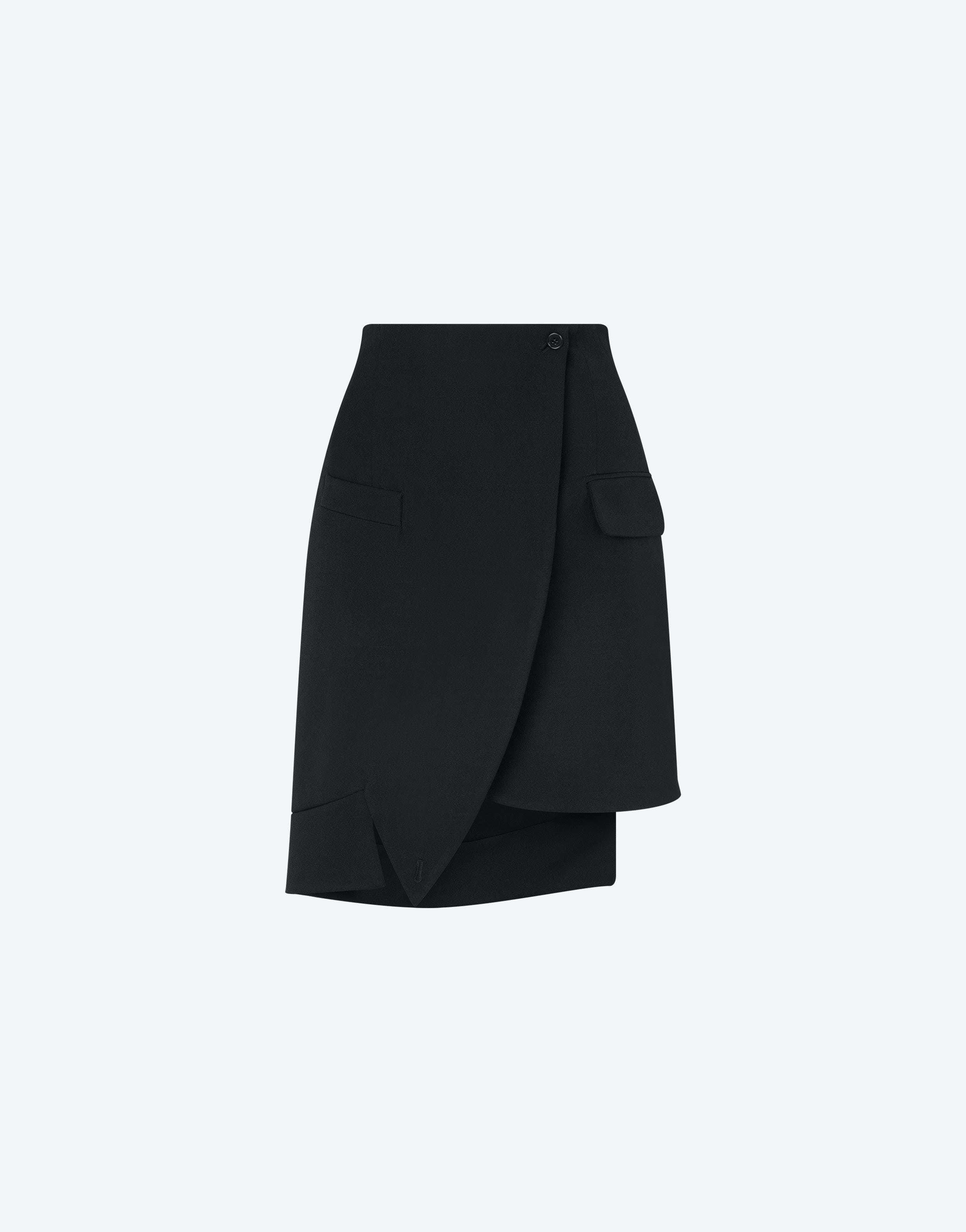 WOOL TWILL ASYMMETRIC MINISKIRT - 1
