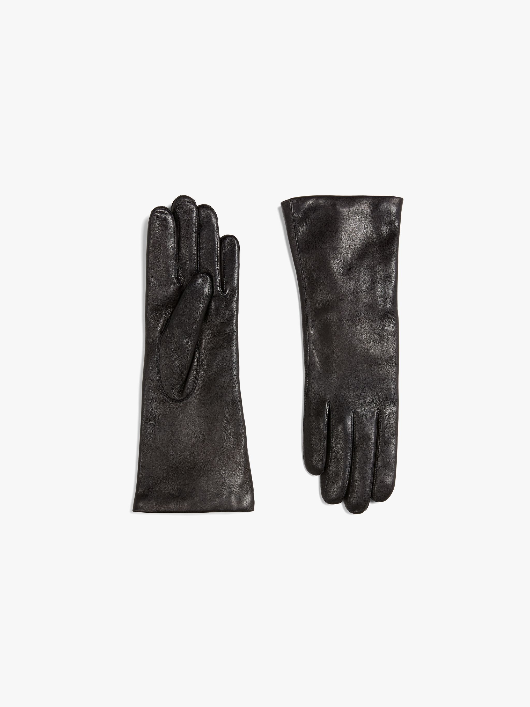 BLACK HAIRSHEEP LEATHER CASHMERE LINED GLOVES - 1