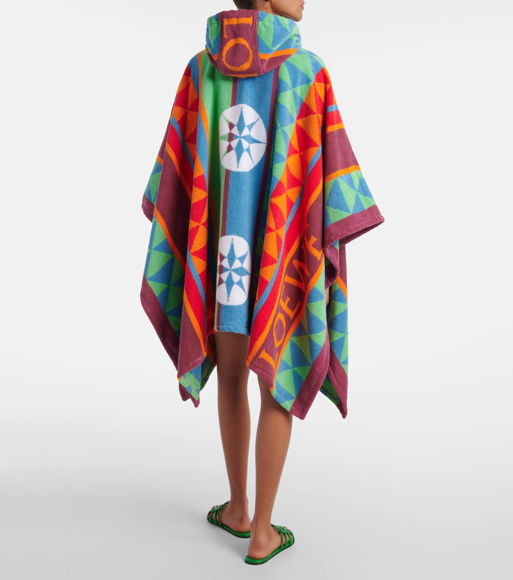 Printed hooded cotton terry poncho - 3
