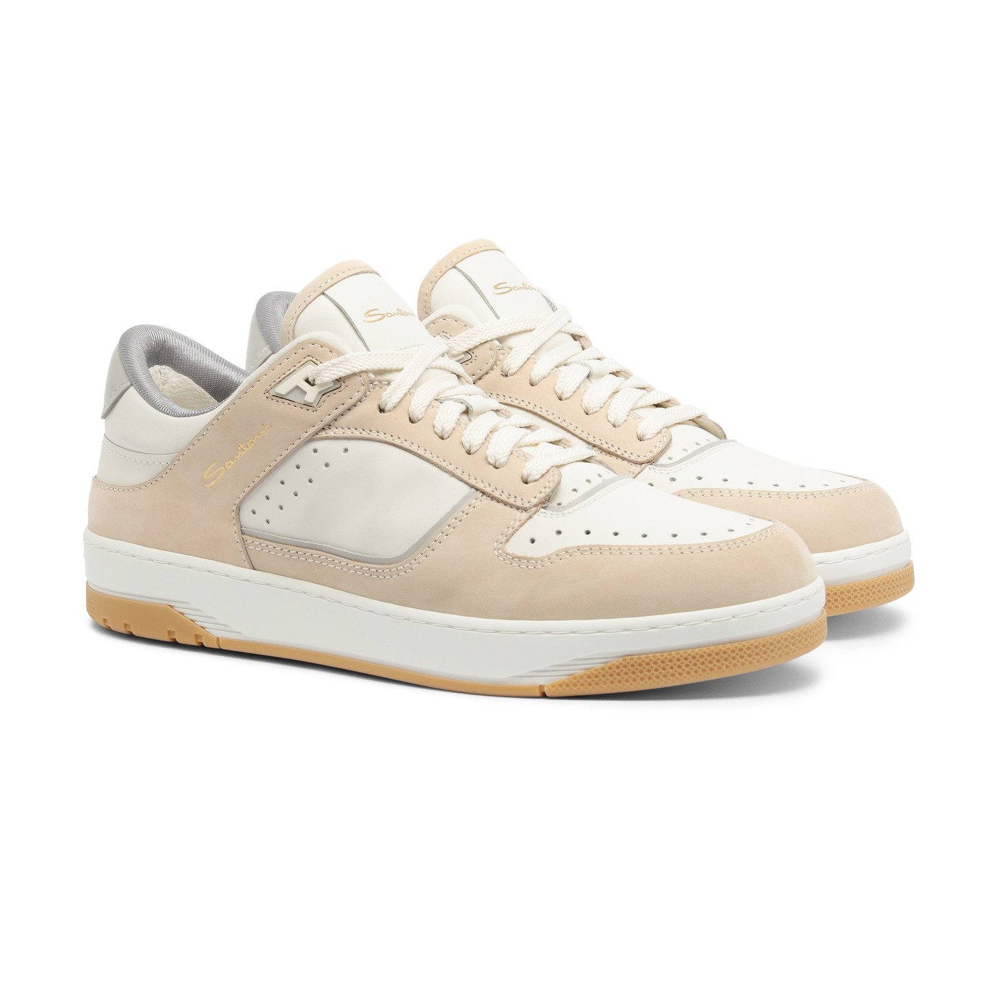 Men’s white and beige leather and nubuck Sneak-Air sneaker - 3